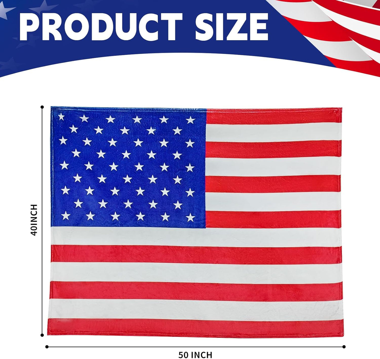 American Flag Blanket, Four Seasons Flannel Blanket Suitable for beds, Sofas, Living Rooms, Offices Reversible Soft Cozy Vintage Lightweight Throw Blanket for Women、Men、50x60 Inch (Red)