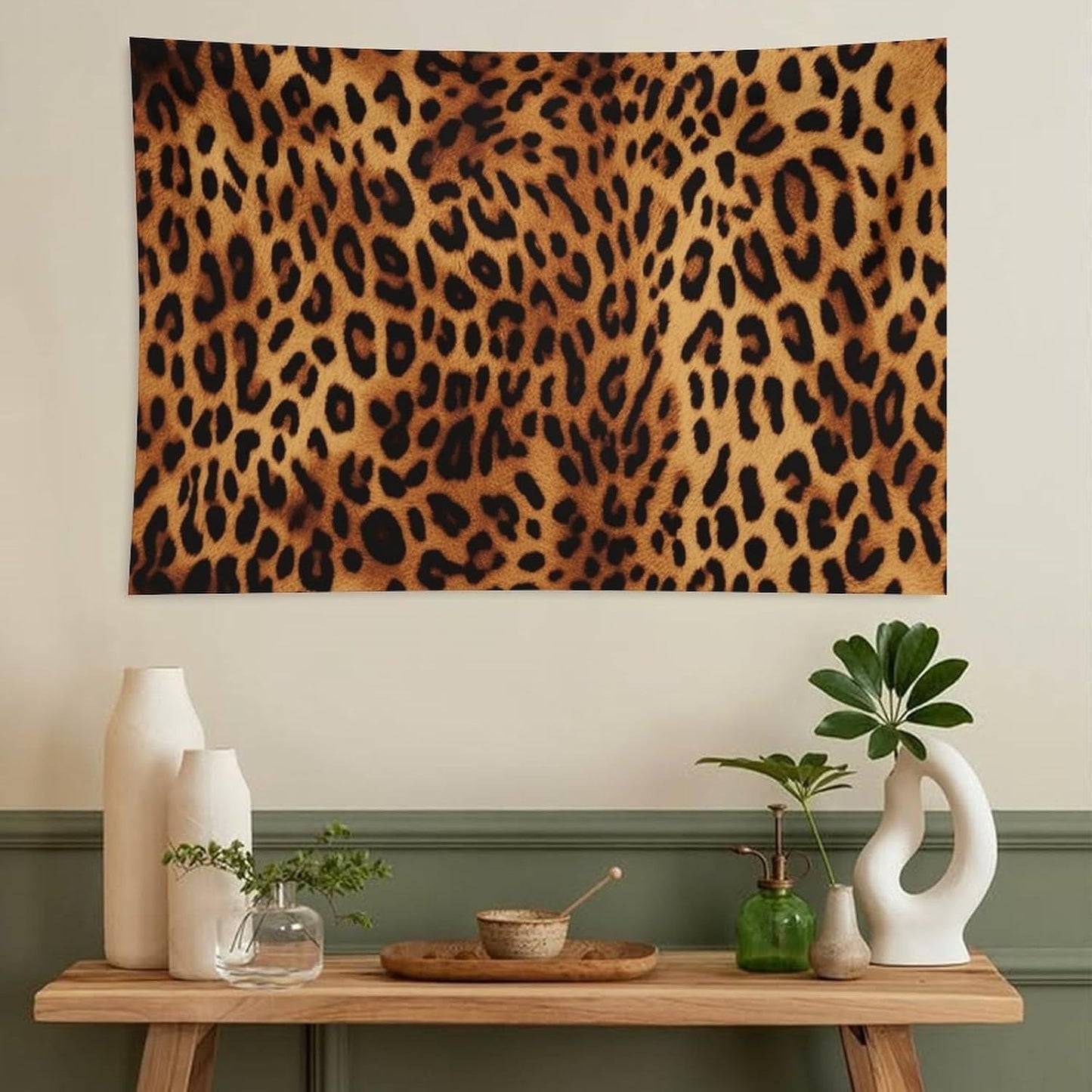 HETVBNS Leopard Print Tapestry Wall Hanging - 60"x90" Aesthetic Tapestries Soft Polyester Wall Art Decor Large Tapestry for Bedroom Living Room Dorm Backdrop, Hanging Kit Included