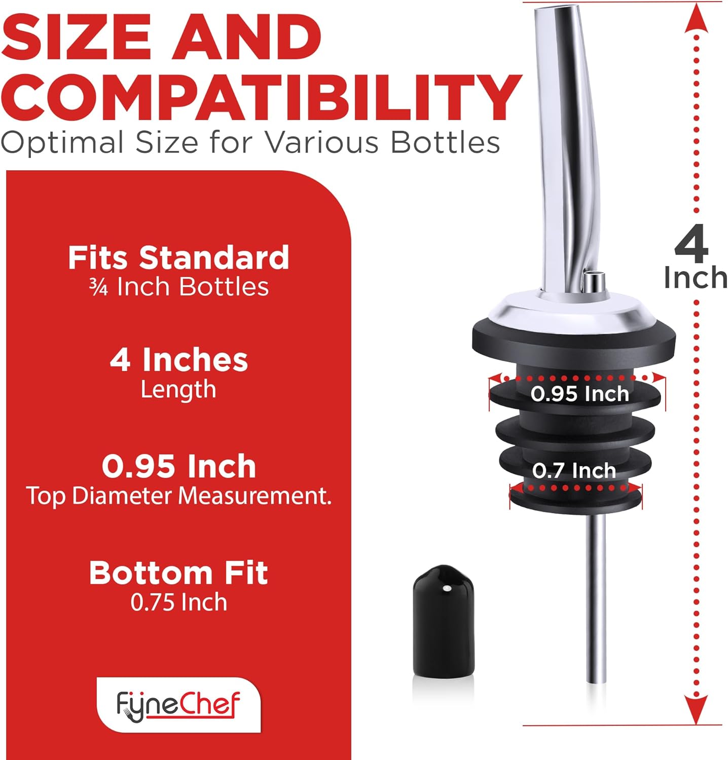 48 Pack Stainless Steel Bottle Pourers for Alcohol, Liquor, and Wine - Bar Accessories, Spouts for Bottles and Dispensers
