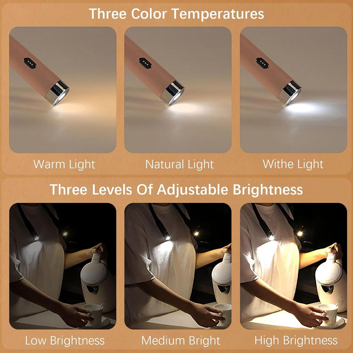 LED Neck Reading Light, 3-Color & 3-Brightness Adjustable Bendable Neck Light, USB Rechargeable Book Light for Reading in Bed, Knitting, Crochet, Camping, Working, Book Lovers Gifts (Black)