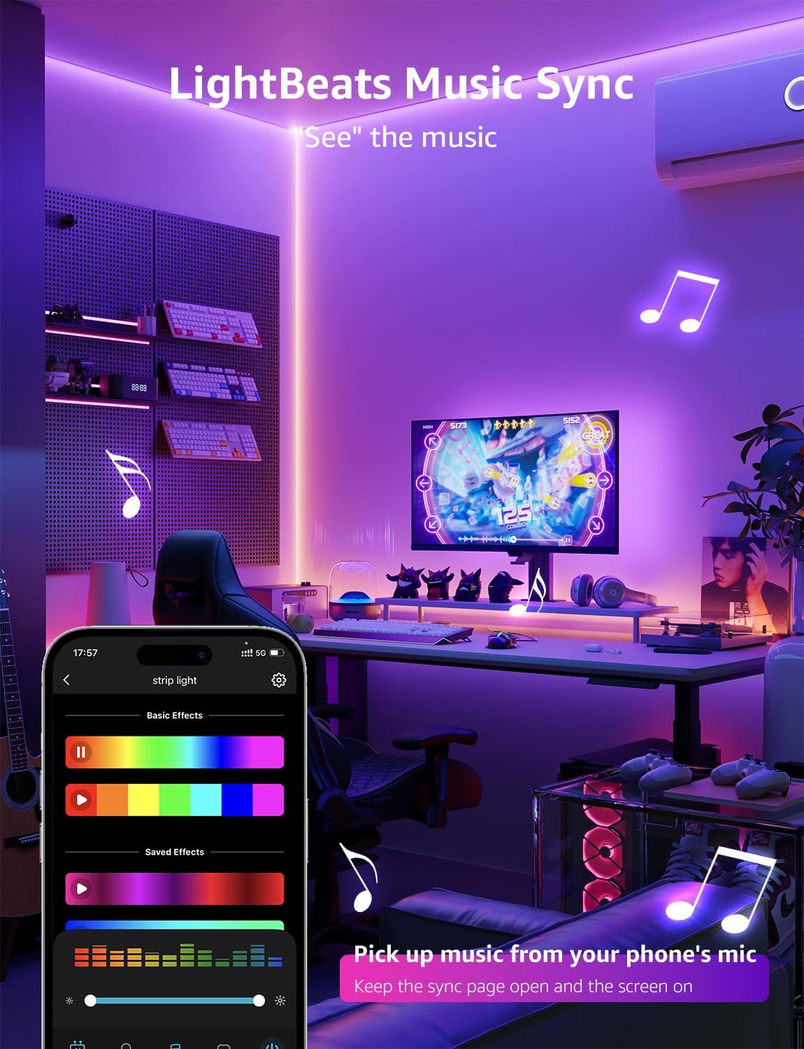 Lepro SE1 AI Smart LED Strip Lights - 49.2ft RGB Color Changing Light Strips with APP Control, AI Generated Lighting, Music Sync, 2.4GHz Wi-Fi & Bluetooth LED Lights for Home Decor (No Remote)