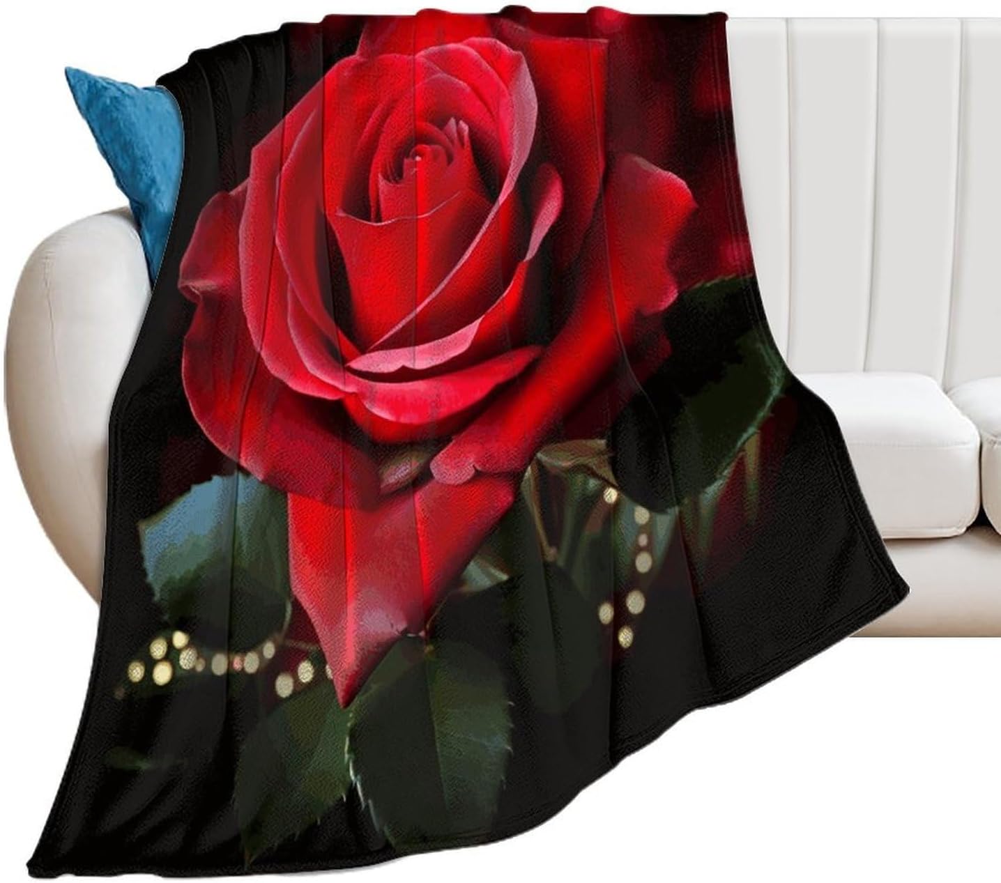 Rose Flower Blanket Super Soft Lightweight Throw Blanket Cute Cozy Warm Bed Blanket Decorative Fuzzy Blanket All-Season Home Decor Gift for Sofa Couch Living Room 50"*60"（130 * 150cm）