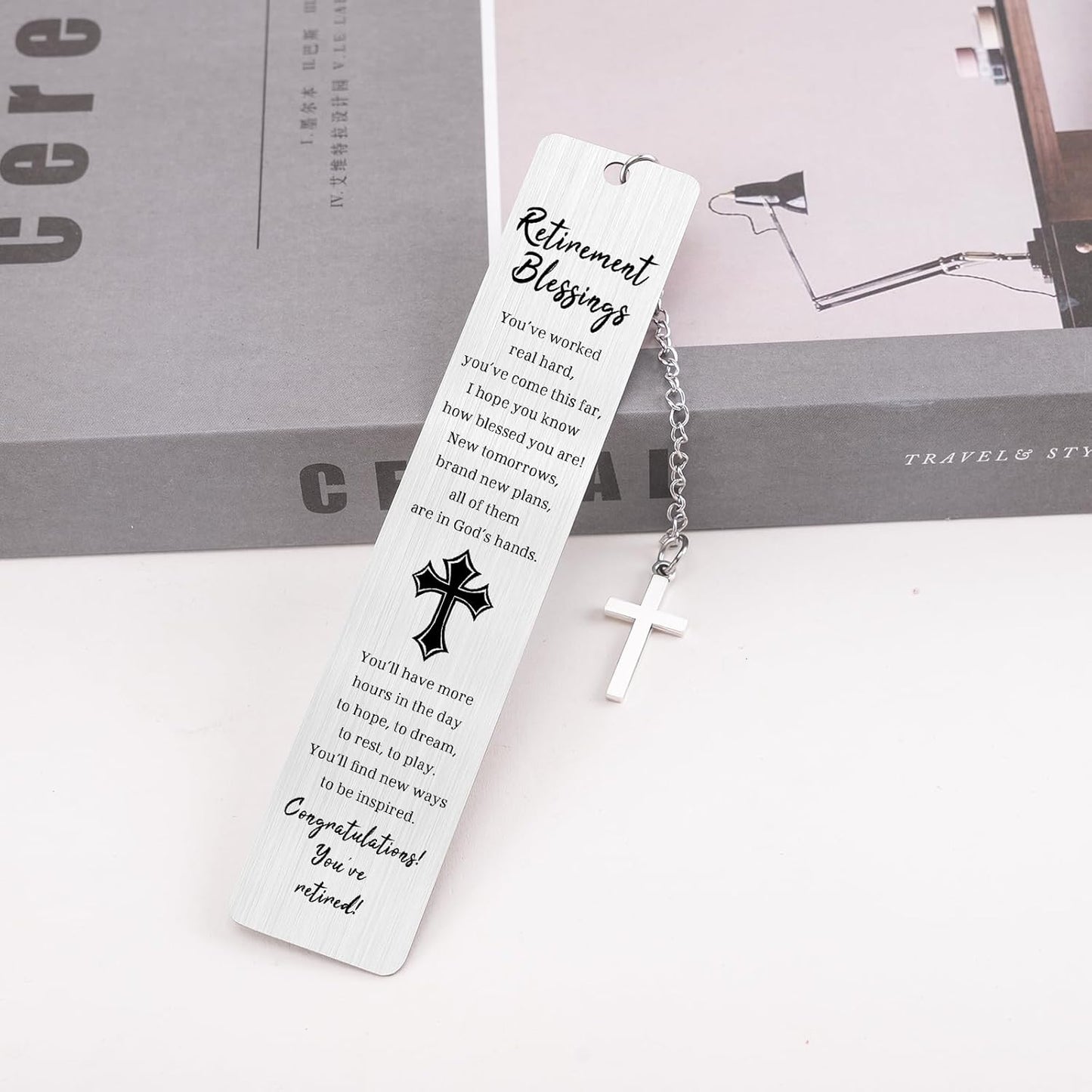Haukea Retirement Gift for Woman Men Happy Cool Retirement Gifts for Women Coworkers Farewell Goodbye Gifts Cross Metal Bookmark