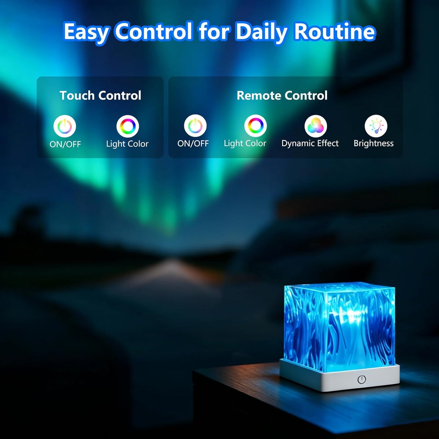 Northern Lights Projector, 1800mAh Battery Operated Aurora Night Light Cube, 16 Color, Remote Mood Lighting Galaxy Projector, Trendy Cute Stuff for Kids Teen Girls Gifts Bedroom Room Decor