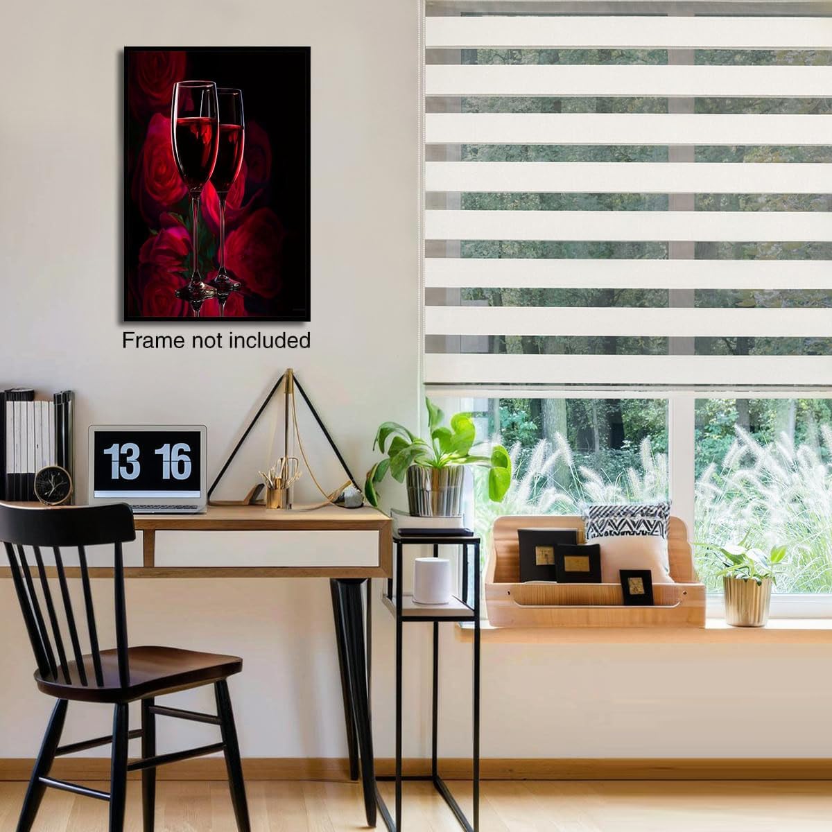 GDJSMIN Abstract Romantic Pattern Wall Art, Wine Glass Red Roses Poster for Reading Room Living Room Decor 12x 16 inch Unframed