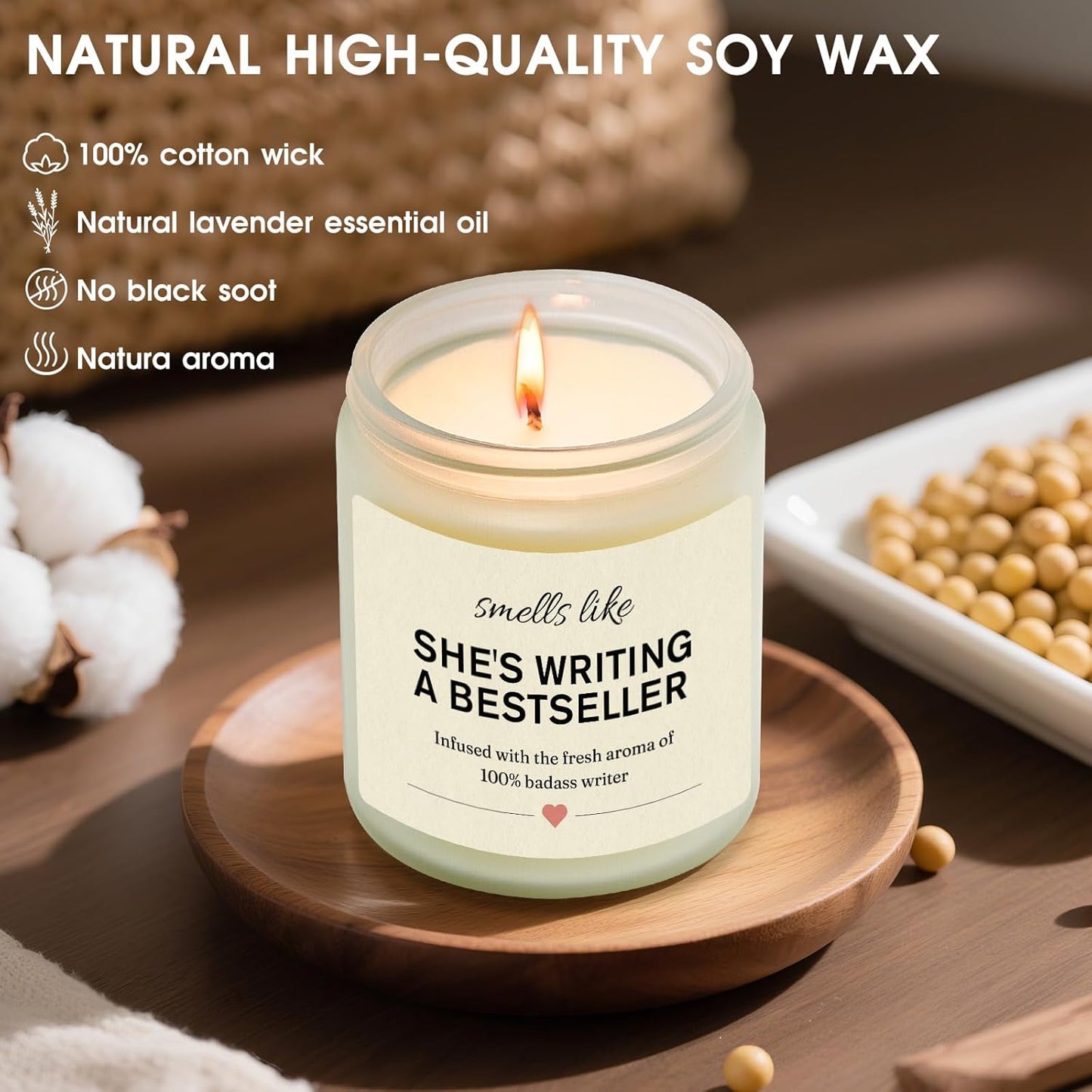 Kosmickiss Writer Gifts for Women, Funny Author Gifts for Writers, Lavender Soy Wax Candle, Cool Writer Presents for Book Novelist, Screenwriter, Aspiring Literature Presents