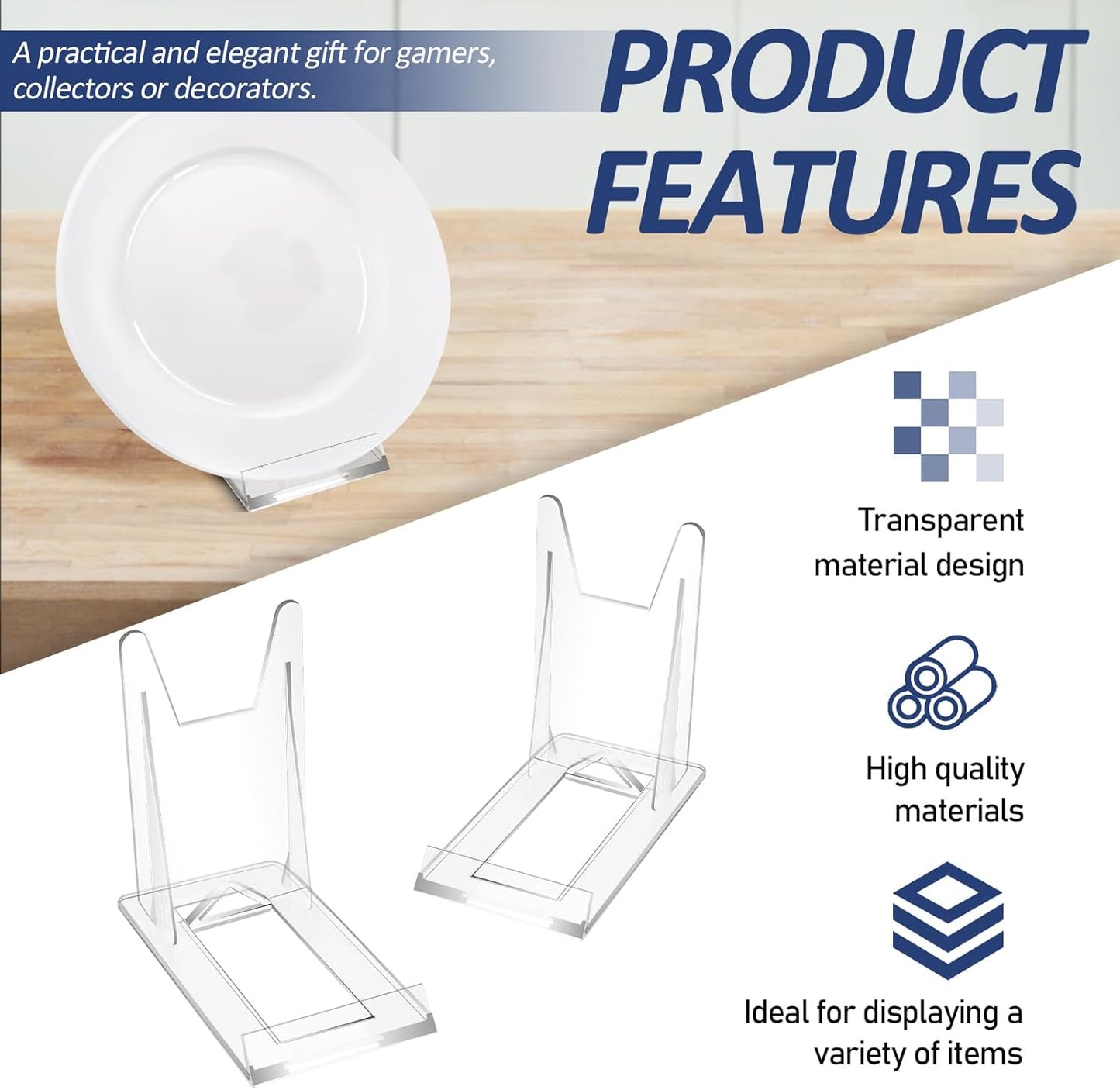 10 Sets Book Display Stand, Adjustable Plate stand for display, Acrylic Book Stand, Clear Book Holder for Pictures, CD, Magazine, Post Card Album Holder for Home Office Decor (10 Pcs)