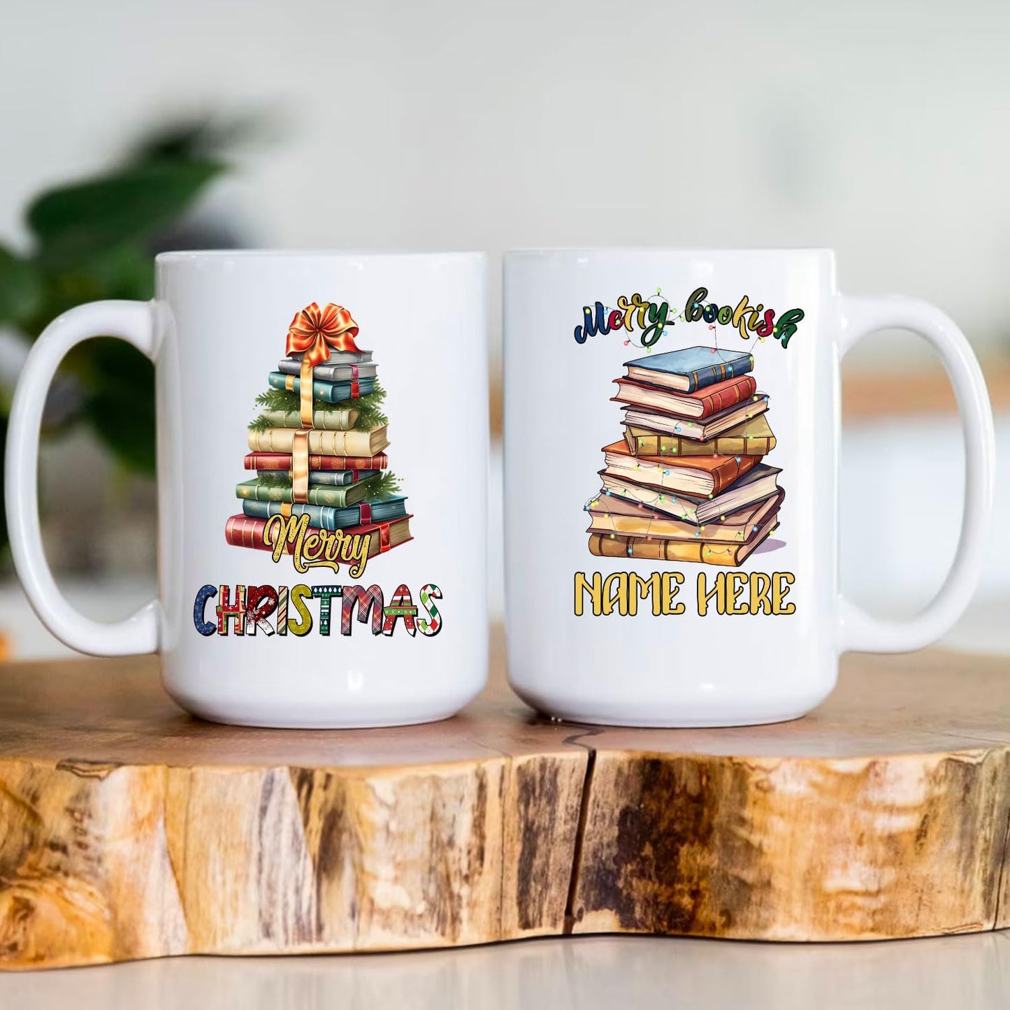 Cozy Reading Lover Ceramic Mug 15oz Bookish Personalized Gift for Bookclub Merry Christmas