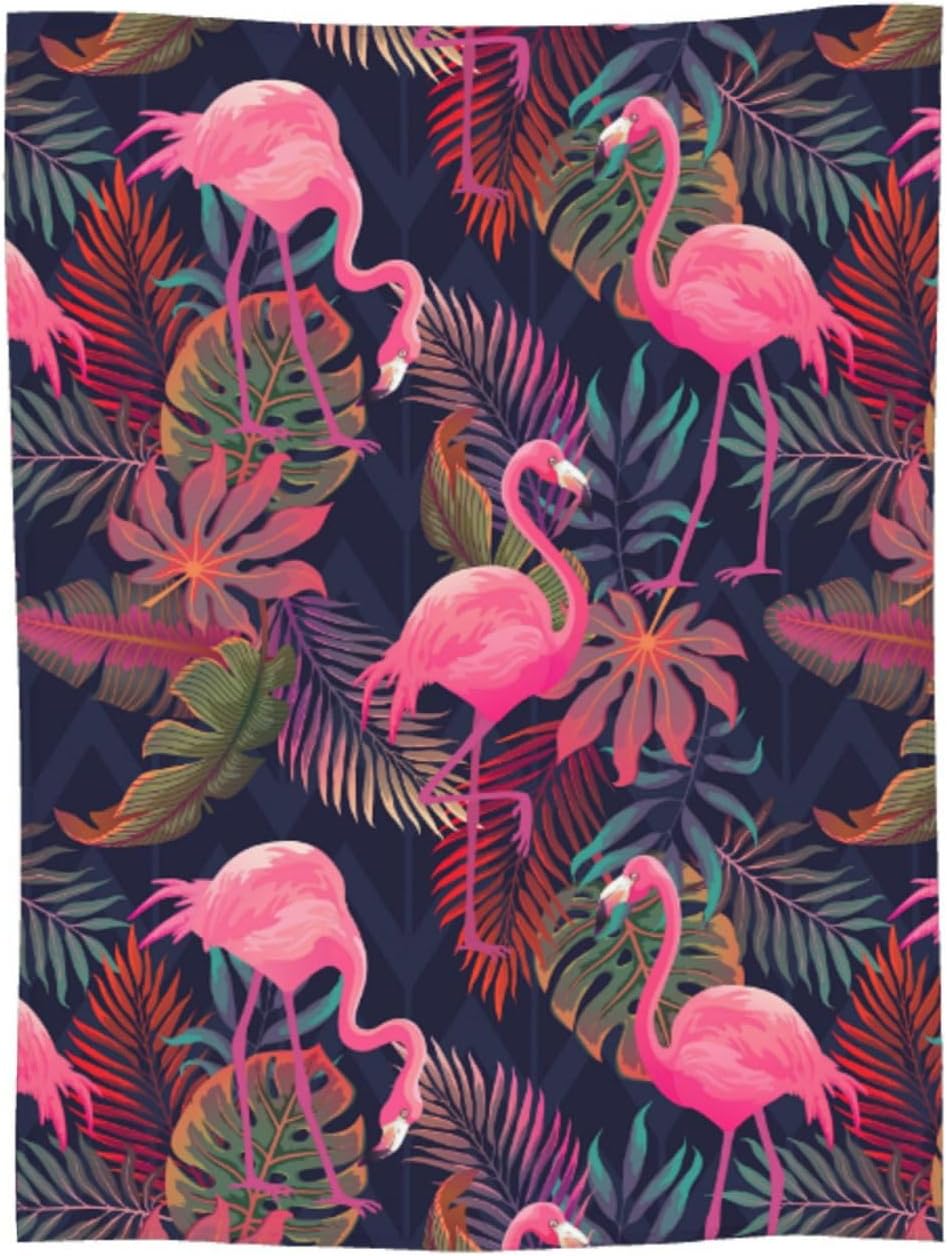 Perinsto Tropical Flamingos Palm Leaves Throw Blanket Ultra Soft Warm All Season Decorative Fleece Blankets for Bed Chair Car Sofa Couch Bedroom 80"X60"