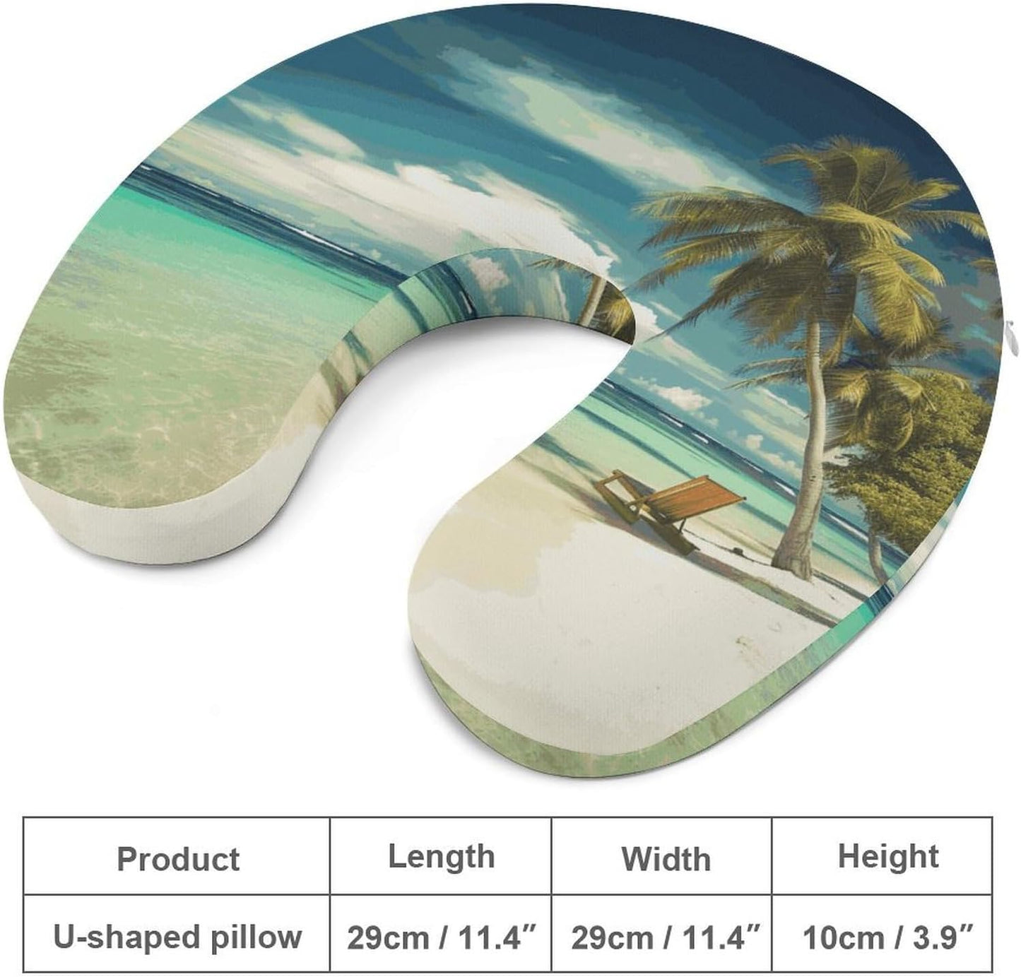 Tropical Holidays Neck Pillow Memory Foam U Shaped Pillows Portable Pillows for Shoulder Travel Head Support Pillow with Concealed Zipper for Airplane Car Home Office