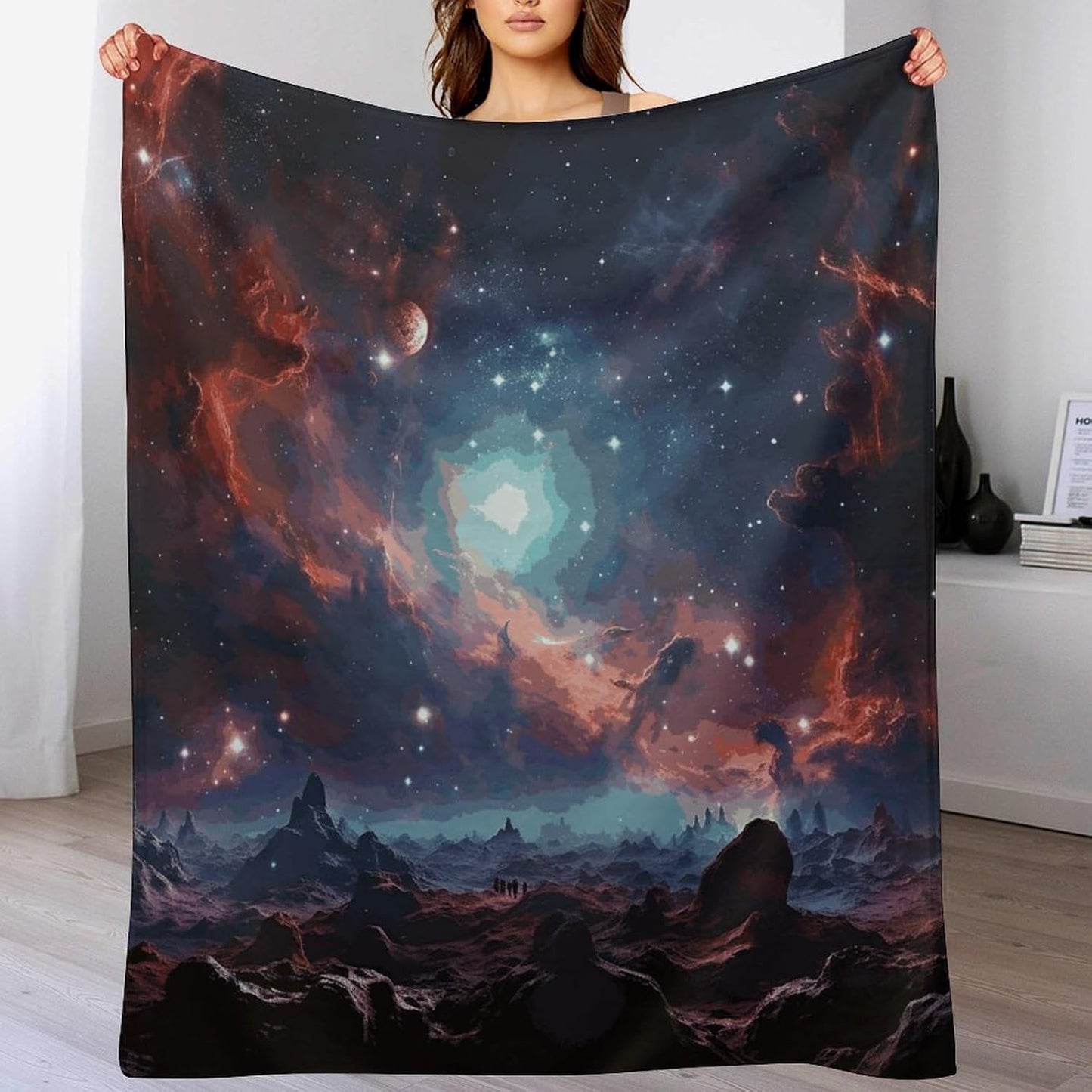 Space with Cluster Blanket Super Soft Lightweight Throw Blanket Cute Cozy Warm Bed Blanket Decorative Fuzzy Blanket All-Season Home Decor Gift for Sofa Couch Living Room 30"*40"（76 * 100cm）