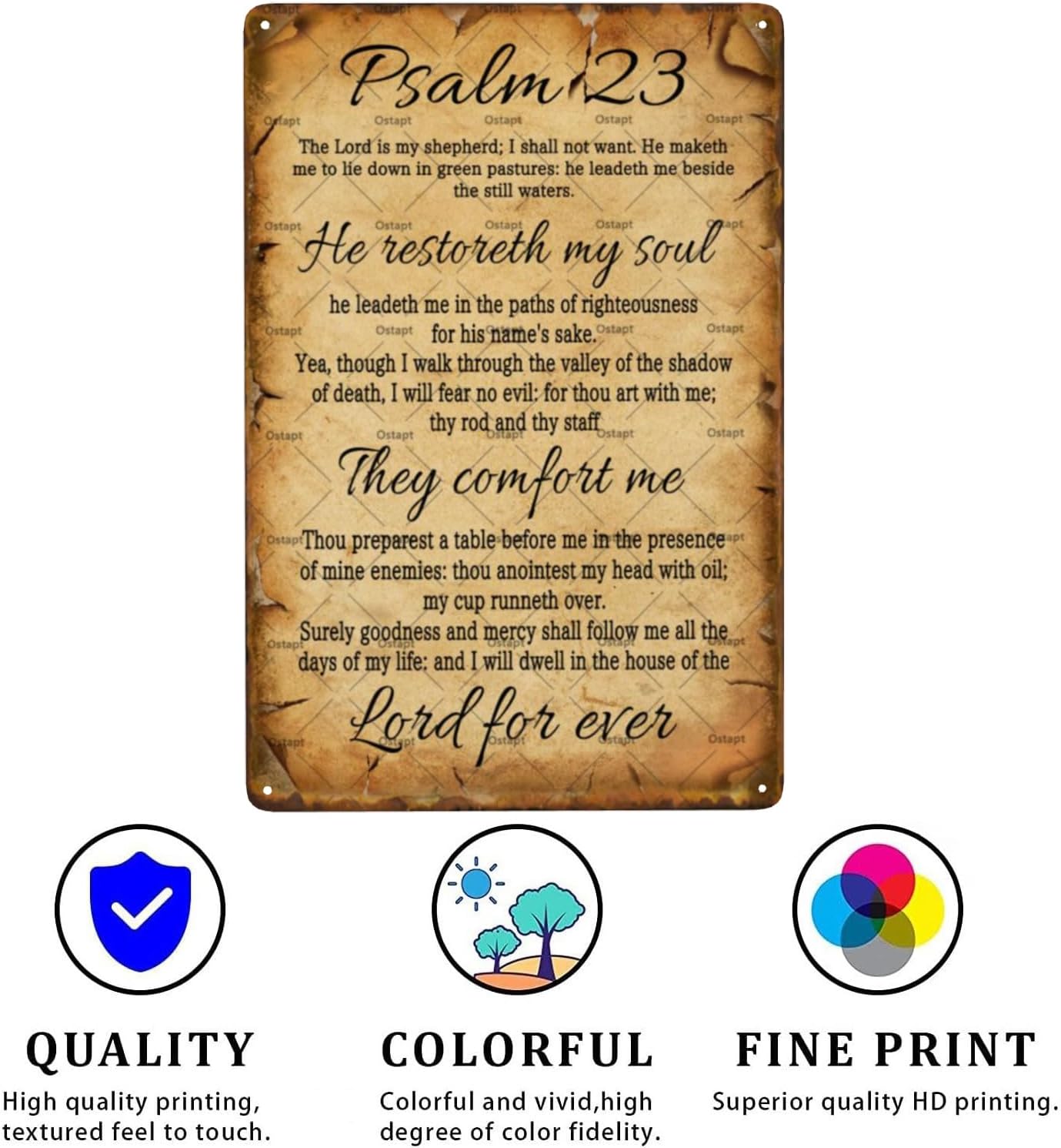 Ostapt The Lord Is My Shepherd Scripture Bible Verse Christian Bible Quotes Retro Vintage Metal Plaque Funny Garden Poster For Home Living Room Bedroom Office Wall Decor 8x12 Inch