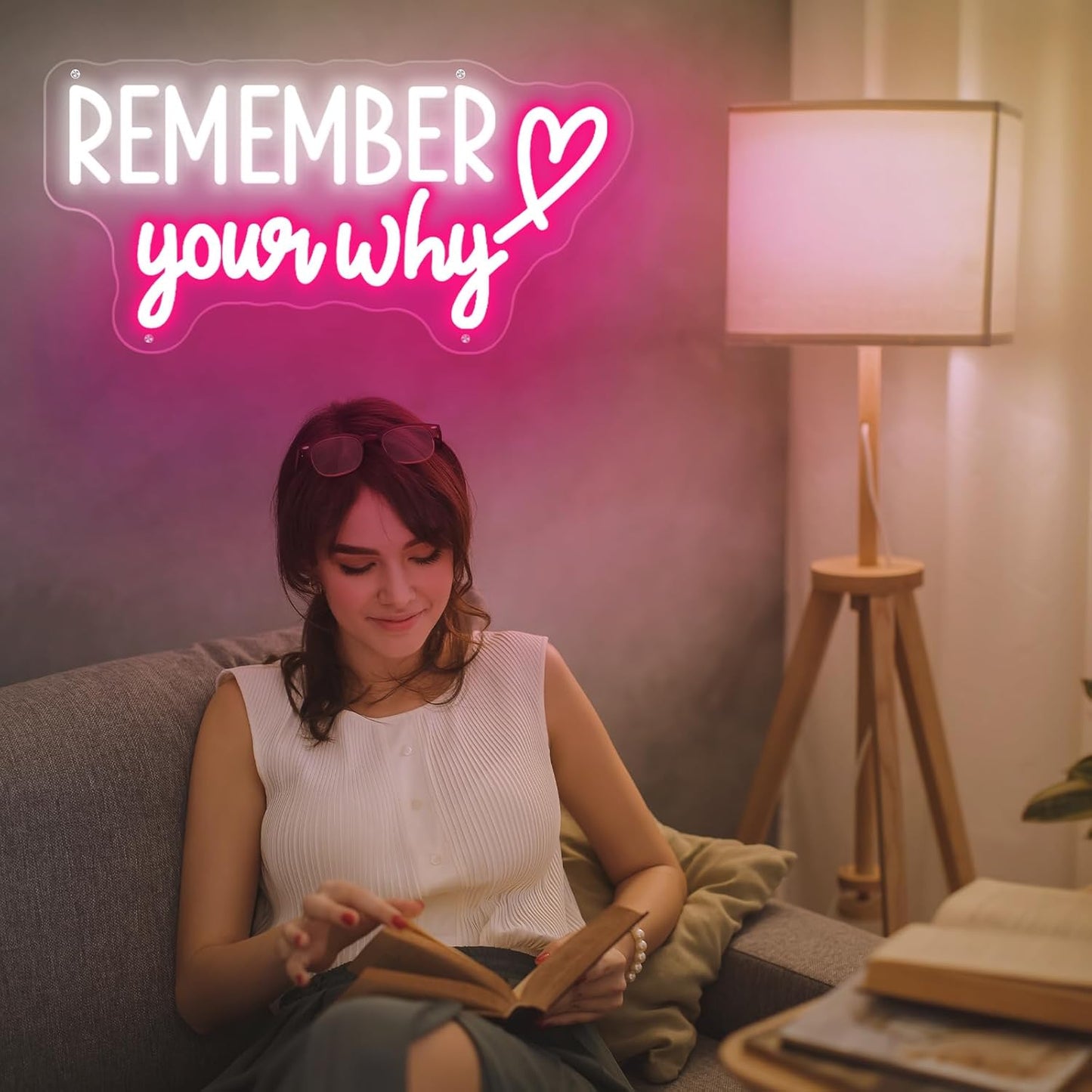 Neon Sign Remember Your Why Neon Sign Dimmable Neon Light Sign for Wall Motivational Wall Art Neon Light for Office, Bar, Gym, Cool Neon Light Sign for Party, Events, Birthday Gifts