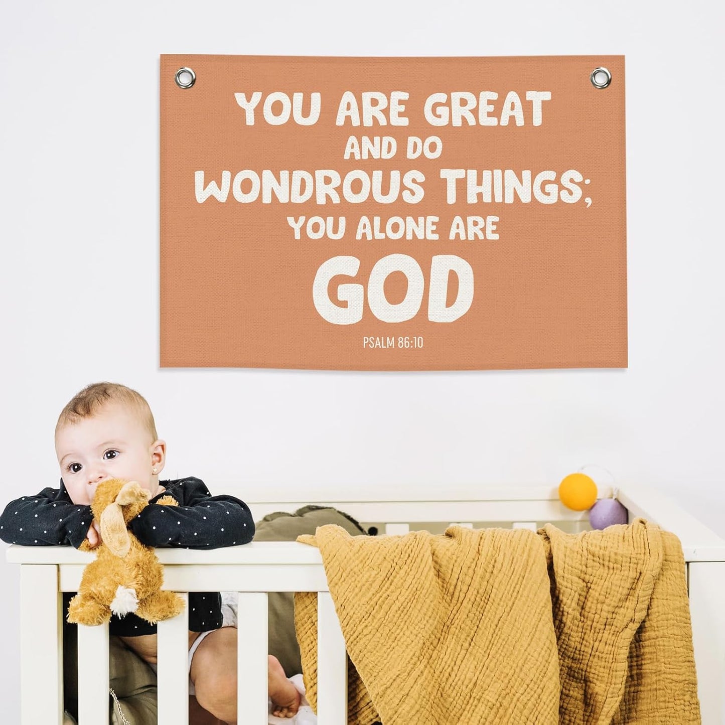 Christian Kids Banner Canvas, Scripture You Alone Are God Toddler Room Decor, Positive Bible Verse Hanging Flag Sign, Nursery Boho Wall Tapestry Art for Playroom Bedroom Classroom 20x30in