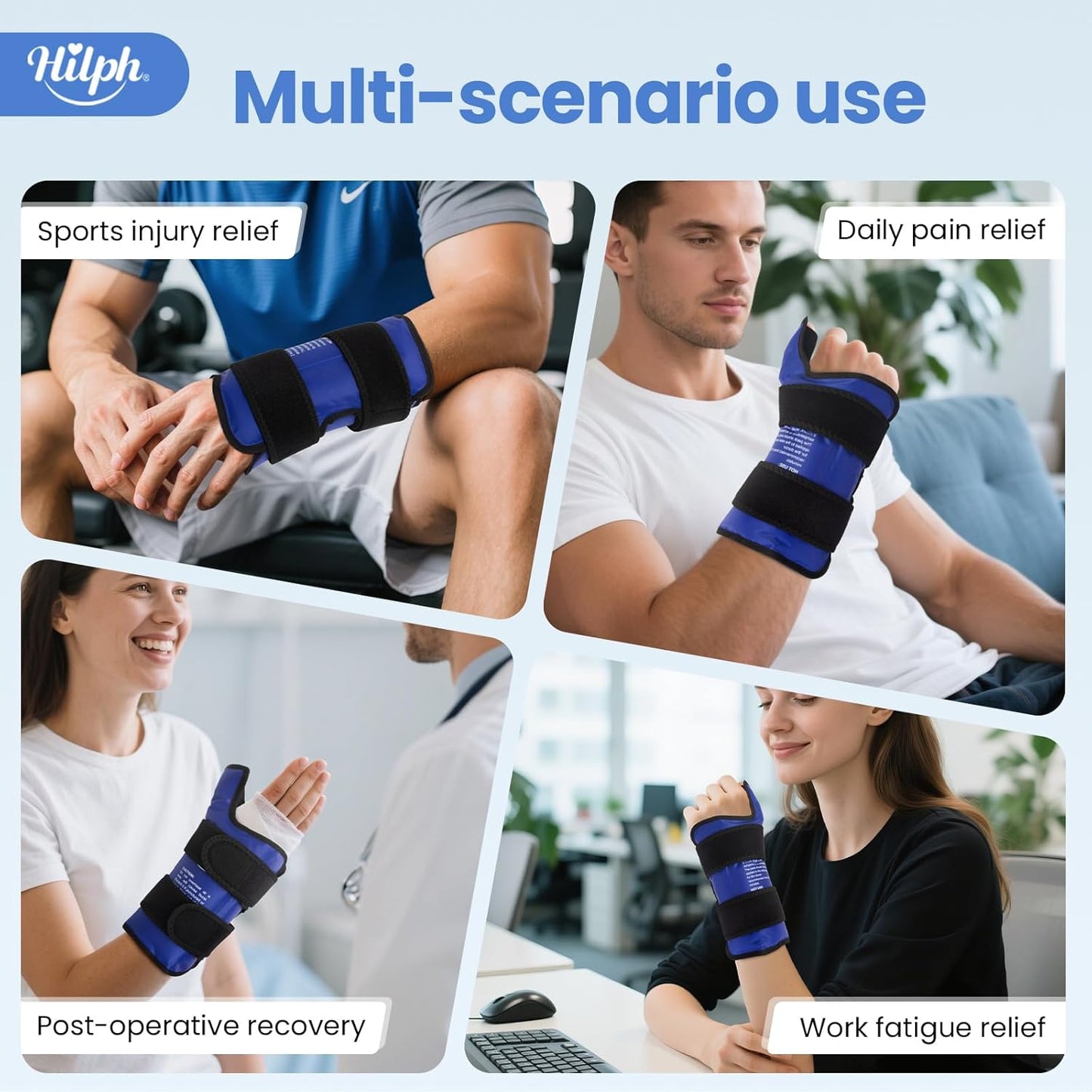 Hilph Thumb & Wrist Ice Pack Wrap with Large Extended Coverage, Long Lasting Hot & Cold Compress Therapy for Carpal Tunnel Relief, Arthritis, Computer Overuse Injuries, Post-Surgery, Post-Workout