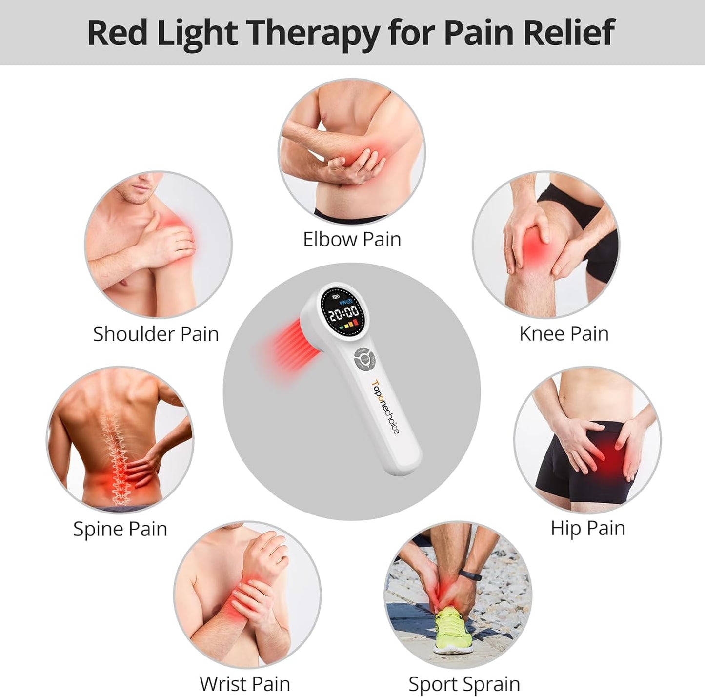 Red Light Therapy Device, 4x980nm+4x810nm+16x660nm, Near Infrared Light Therapy for Humans Body Pet Dogs Horses, Light Therapy Machine for Body Joint Back Knee Muscle Relax Pain Relief