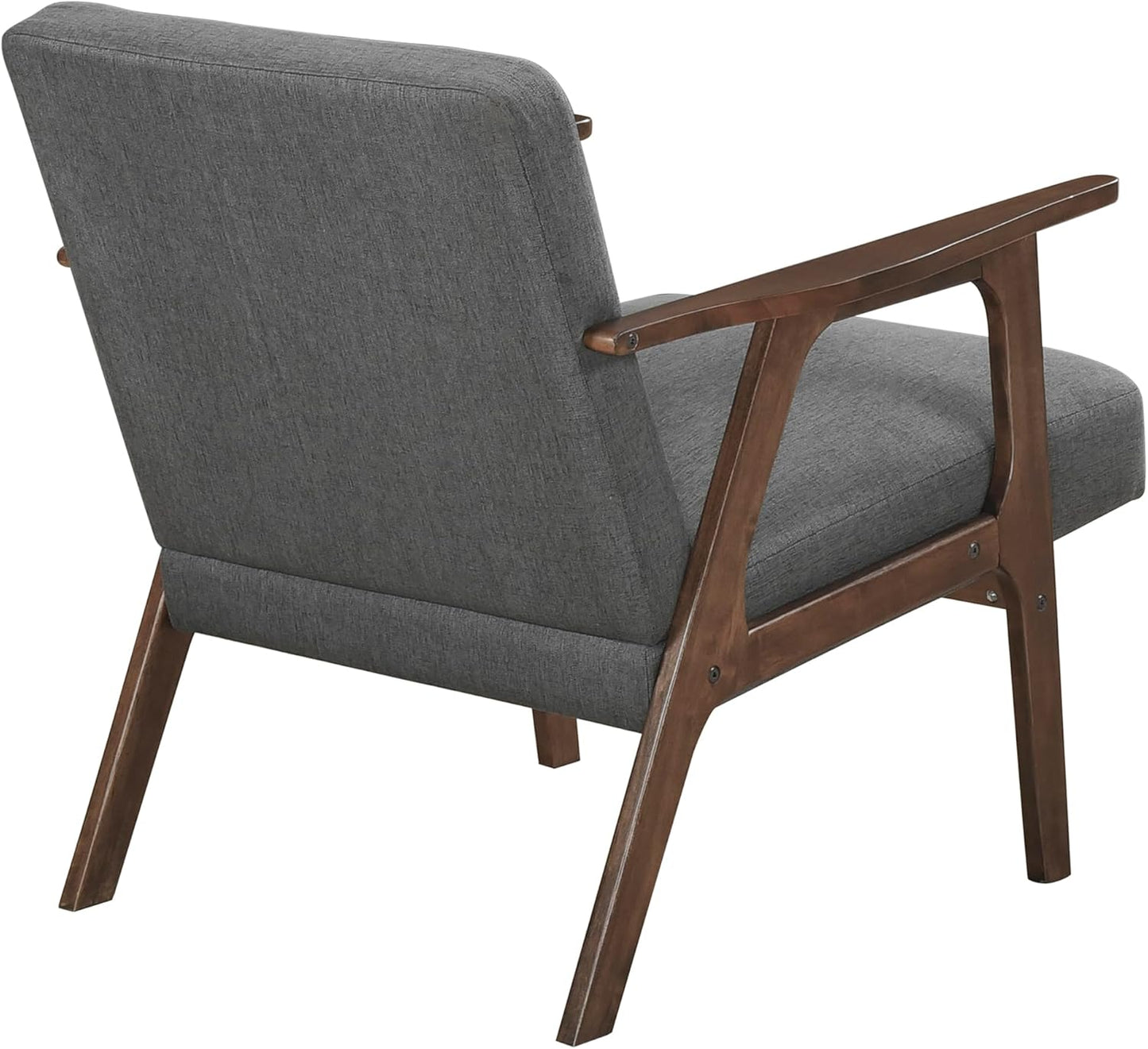 Lexicon Mid Century Modern Accent Chair, Upholstered Lounge Armchair, Single Sofa Seat, Brown Finish Solid Wood Framed Comfy Side Chairs for Living Room/Bedroom/Office/Waiting Area, Dark Gray