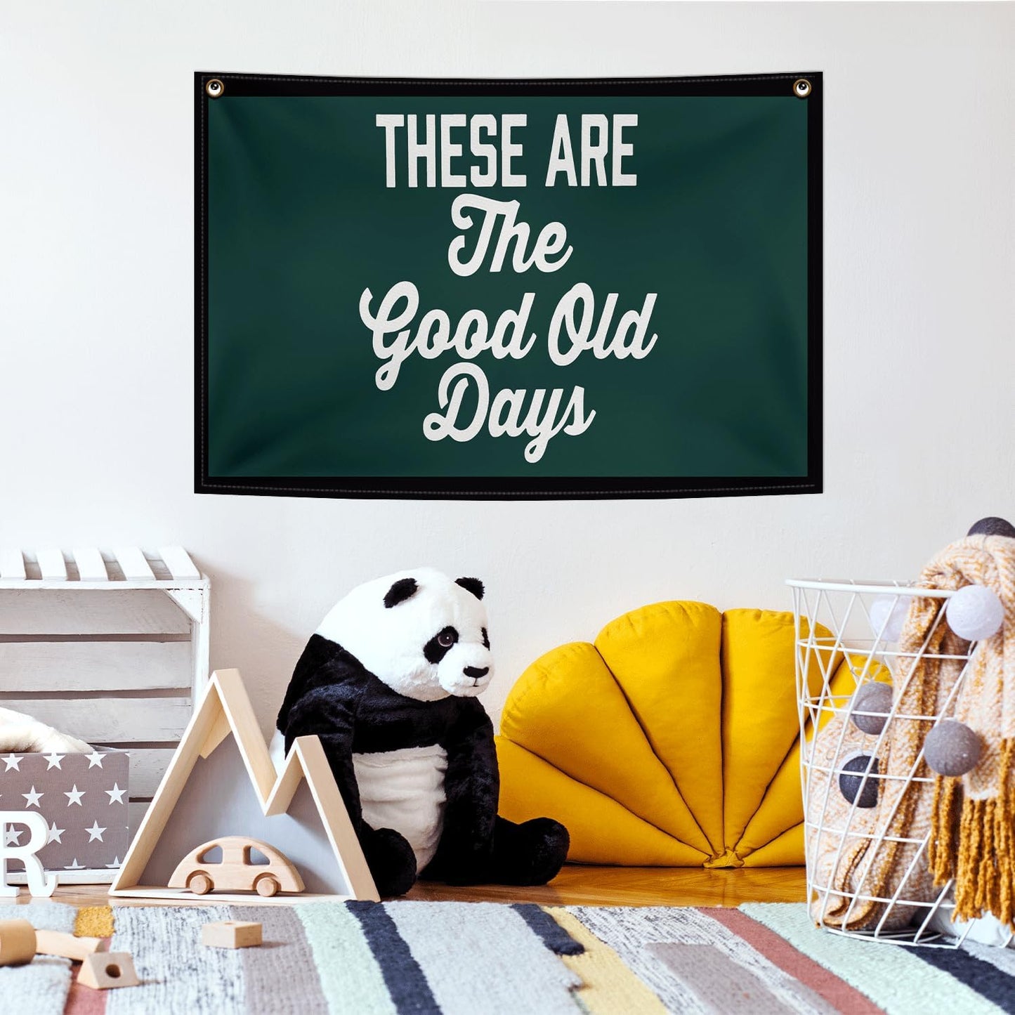 These Are The Good Old Days Sign Canvas Flag, Inspirational Vintage Decor, Door Sign Hanging Banner for Bedroom Livingroom, Retro Flag 30x20 Inch
