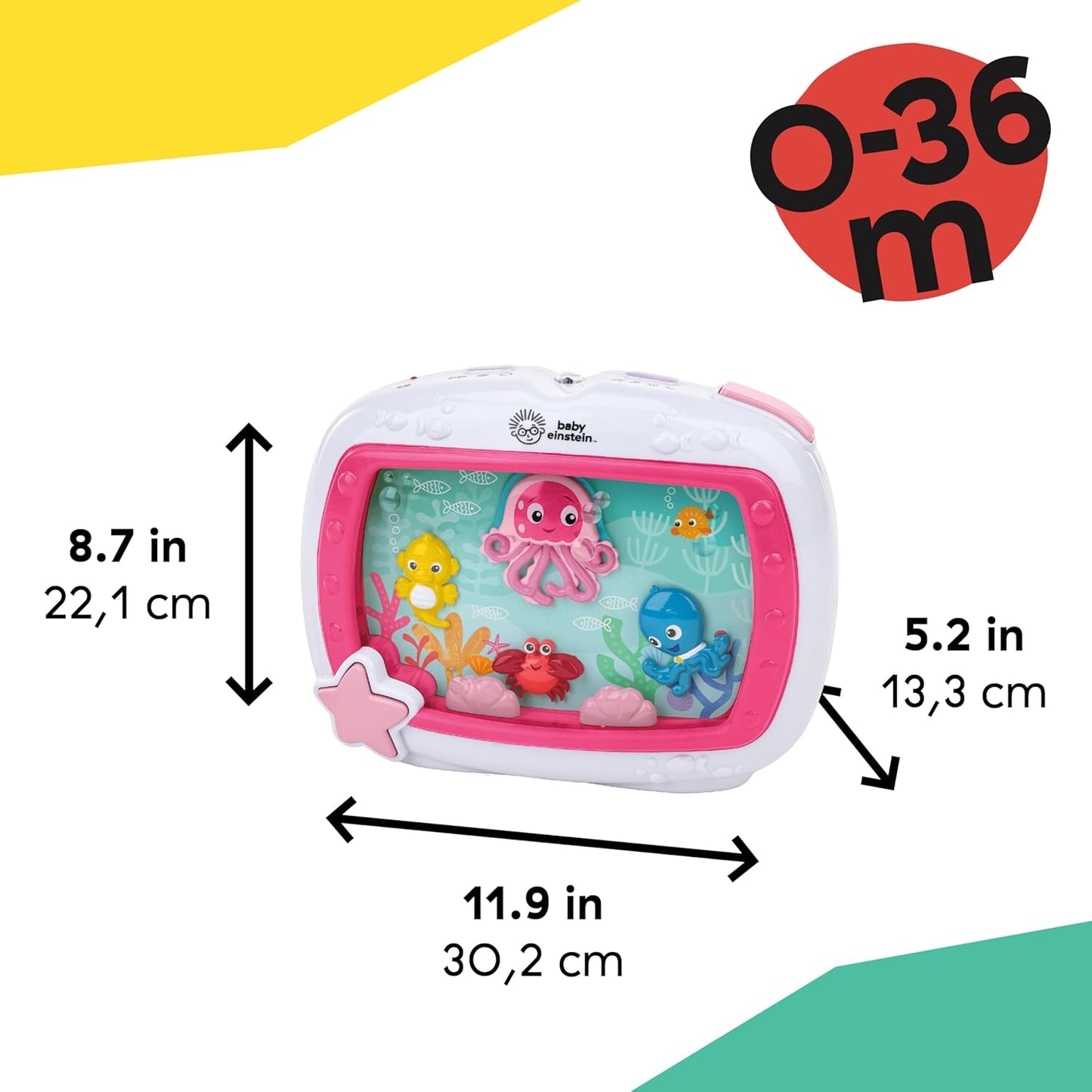 Baby Einstein Sea Dreams Soother Musical Crib Toy and Sound Machine, Pink, Newborn and up