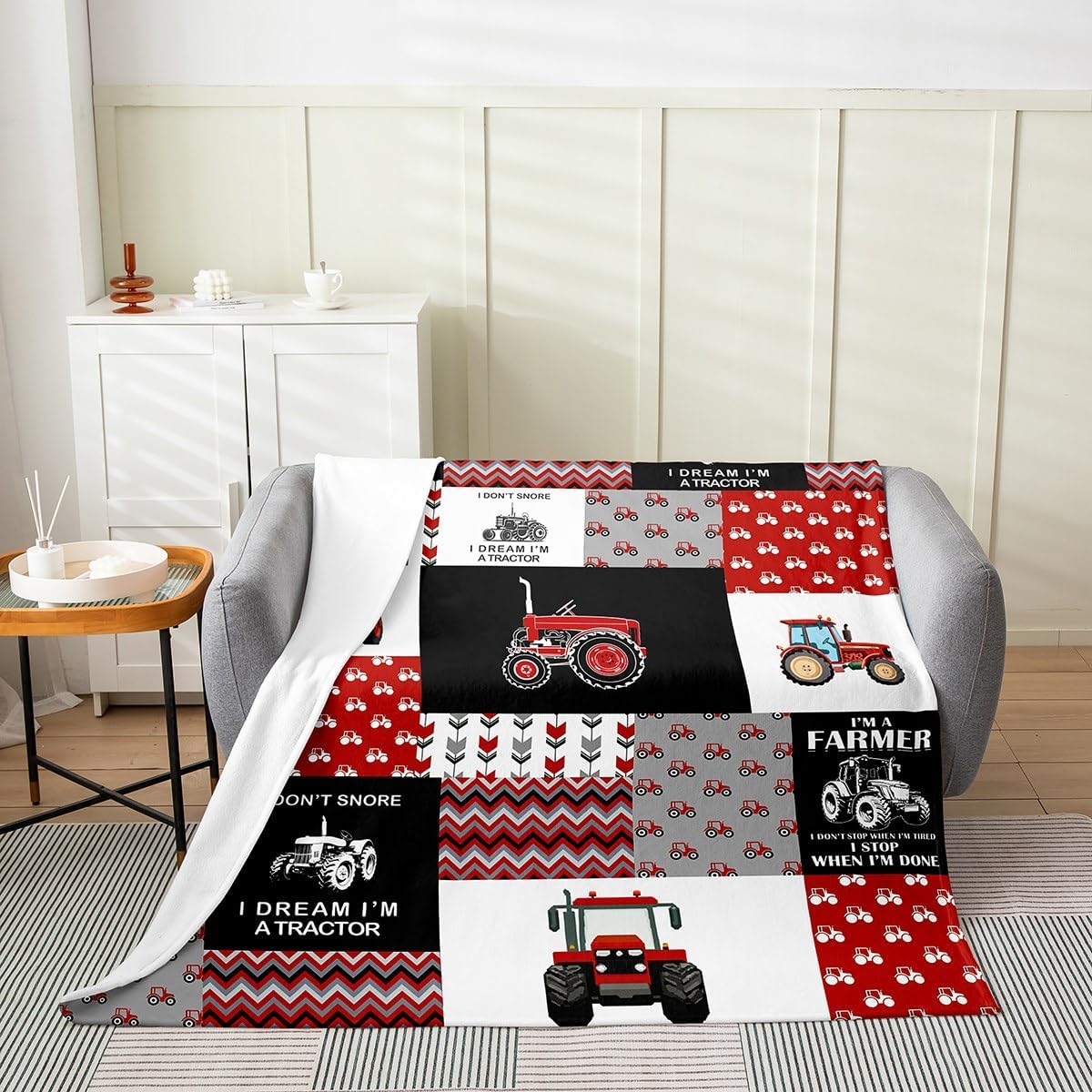 Boys Cartoon Car Flannel Fleece Throw Blanket Kids,Construction Fuzzy Blanket for Girls Women Men,Equipment Trucks Excavator Tractor Red All Season Bed Blanket Plush Blanket Room Decor 40"x50"