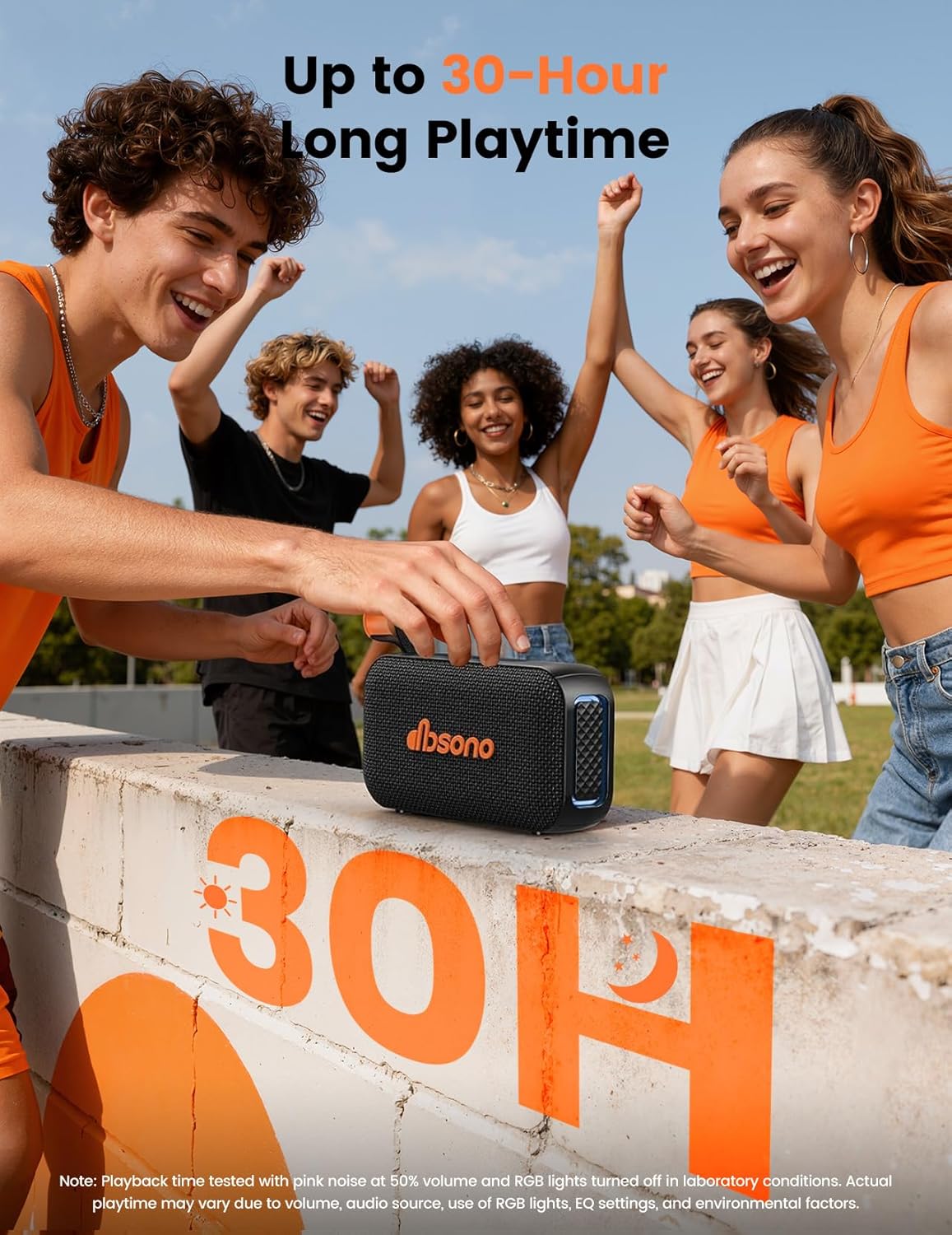 Bluetooth Speaker Stereo 20W Loud Sound: 30H Playtime, IPX5 Water Resistant, Portable Wireless Speakers, Powerful Bass, Lightshow, Birthday Gifts for Men/Adults/Teens, Beach Vacation Essentials, Black