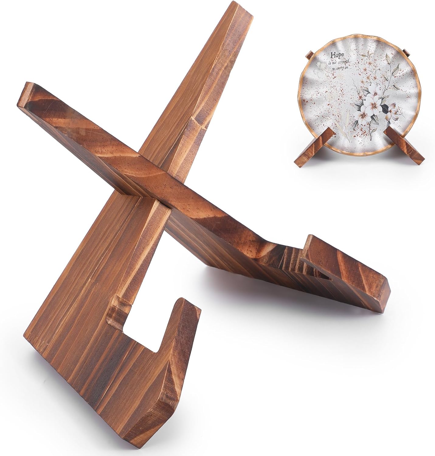 Platter Display Stand, Bowl Display Stand, 6.5 Inch Bowl Holder Wooden Stands for Displays Extra Wooden Plate Stands Deep Decorative Platter Easel Holder for Decorative Pottery Bowls Picture Dish Book