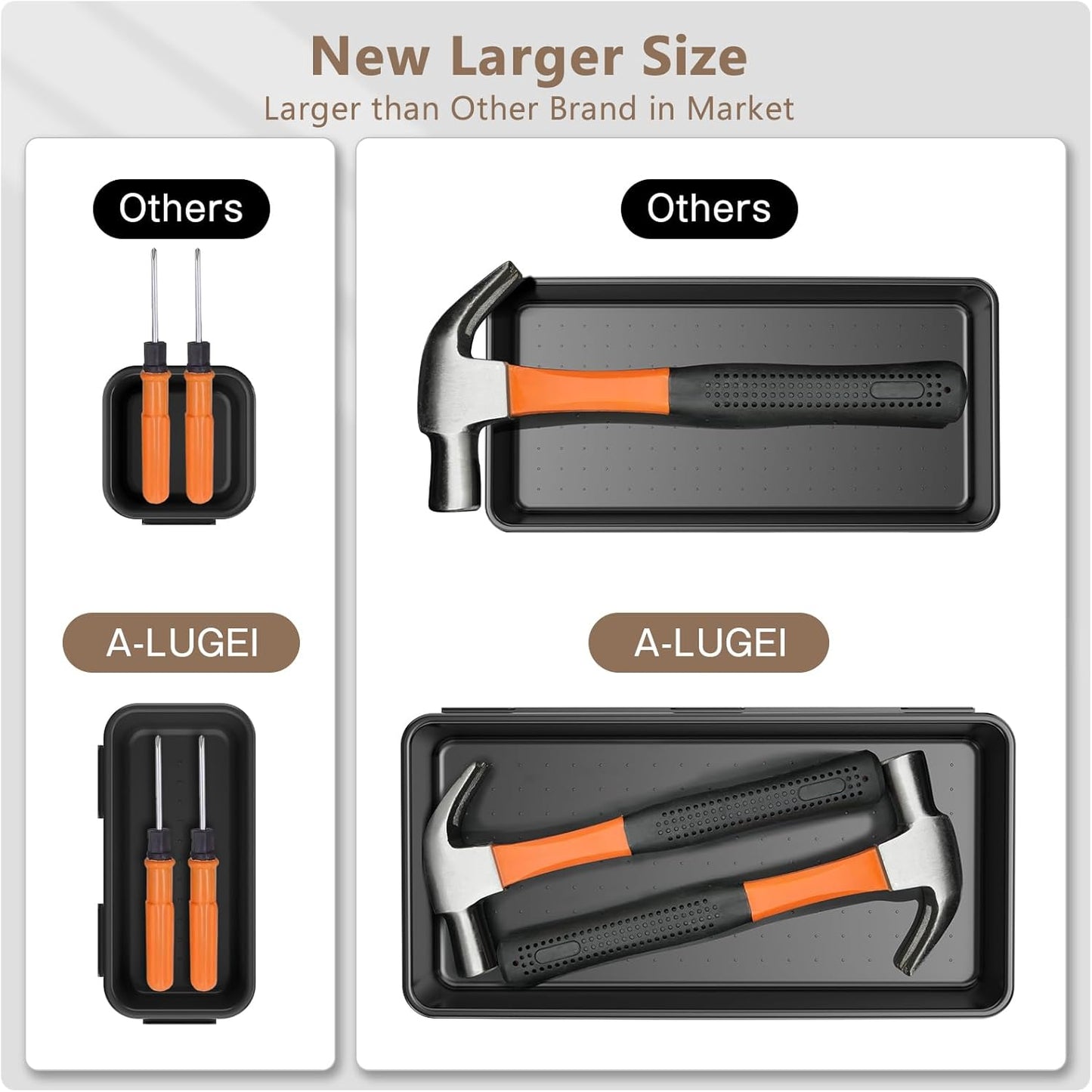 【More Larger Size】A-LuGei【69 PCS-5 Size】 Tool Box Organizer Tray Divider Set【Black】 Desk Drawer Organizer Bin, Garage Organization and Storage Toolbox for Rolling Tool Chest Cart WorkBench Part Widget