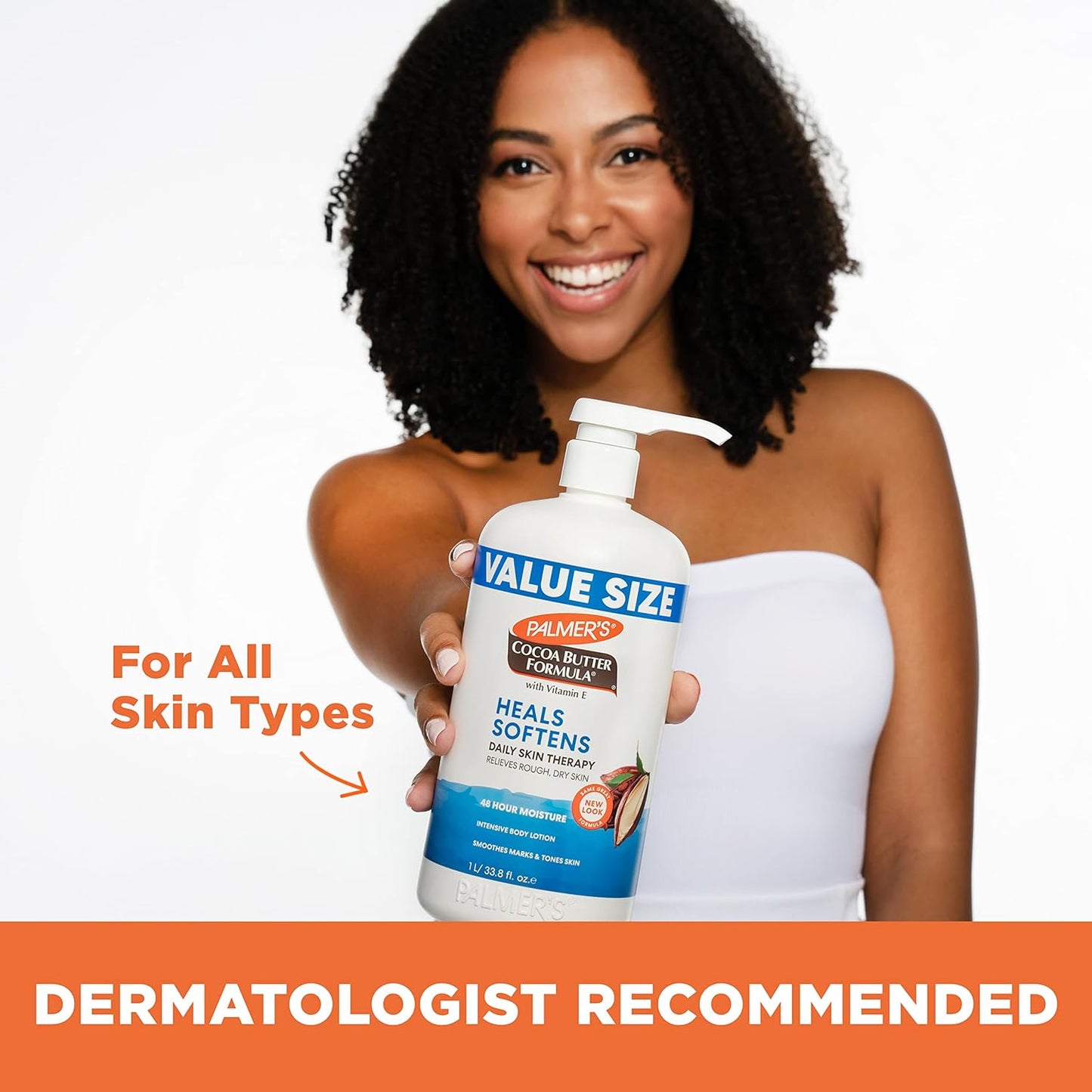 Palmer's Cocoa Butter Formula Daily Skin Therapy Body Lotion, Pump Bottle, 33.8 Ounces (Pack of 2)