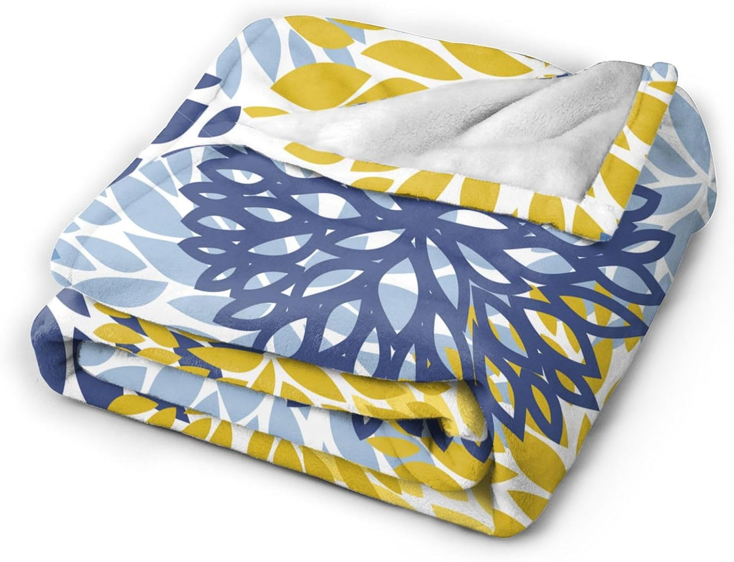 Blue Yellow and Navy Chrysanthemum Flowers Throw Blankets All Season Ultra Soft Warm Daisy Floral Fleece Blanket for Home Bed Sofa Couch Chair Outdoor Travel Camping 40x30 Inch