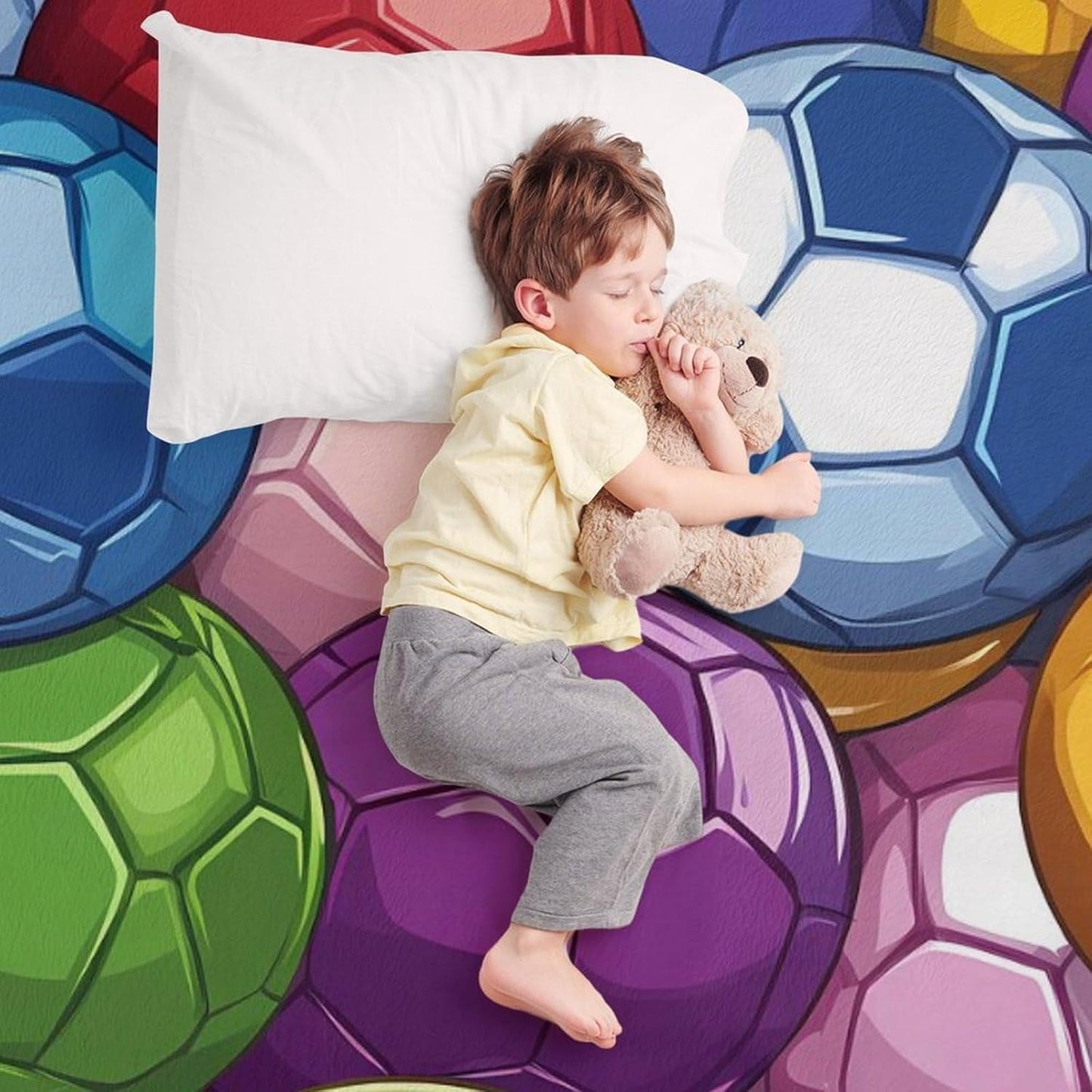 Football Colorful Socer Ball Throw Blanket for Couch Bed Plush Cozy Fuzzy Flannel Blanket for All Season 30"x50"