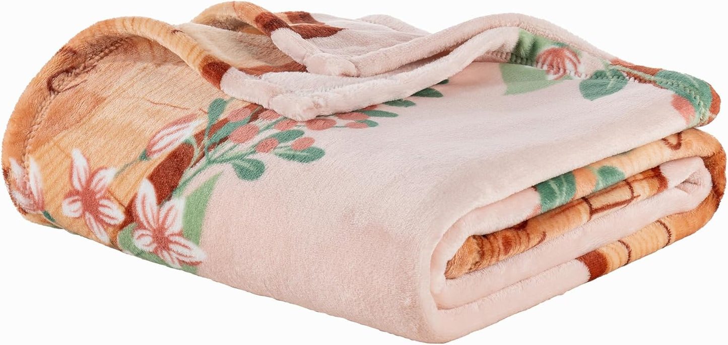 Berkshire Velvetloft® Plush Throw Blanket – Ultra Soft & Cozy Gift for Mom, Women & Loved Ones, Perfect for Mother’s Day, Valentine’s, Birthday, and Everyday Use, Floral Wreath Tree Pink, 50'' × 60''