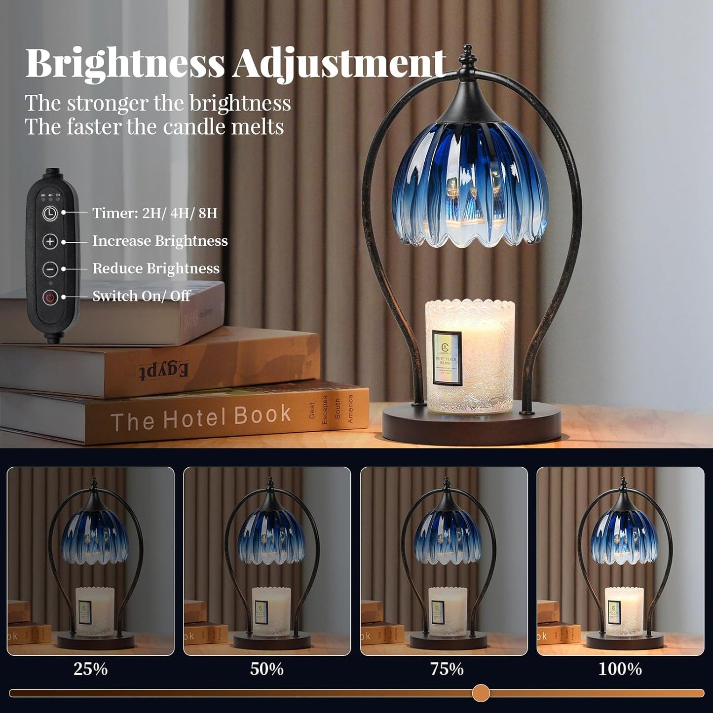 Candle Warmer Lamp with Timer Dimmable: Electric Candle Warmer Birthday Gifts for Women Mom - Candle Lamp Warmer House Warming Gifts New Home Decor - Wax Warmer for Jar Candles with 2 Bulbs