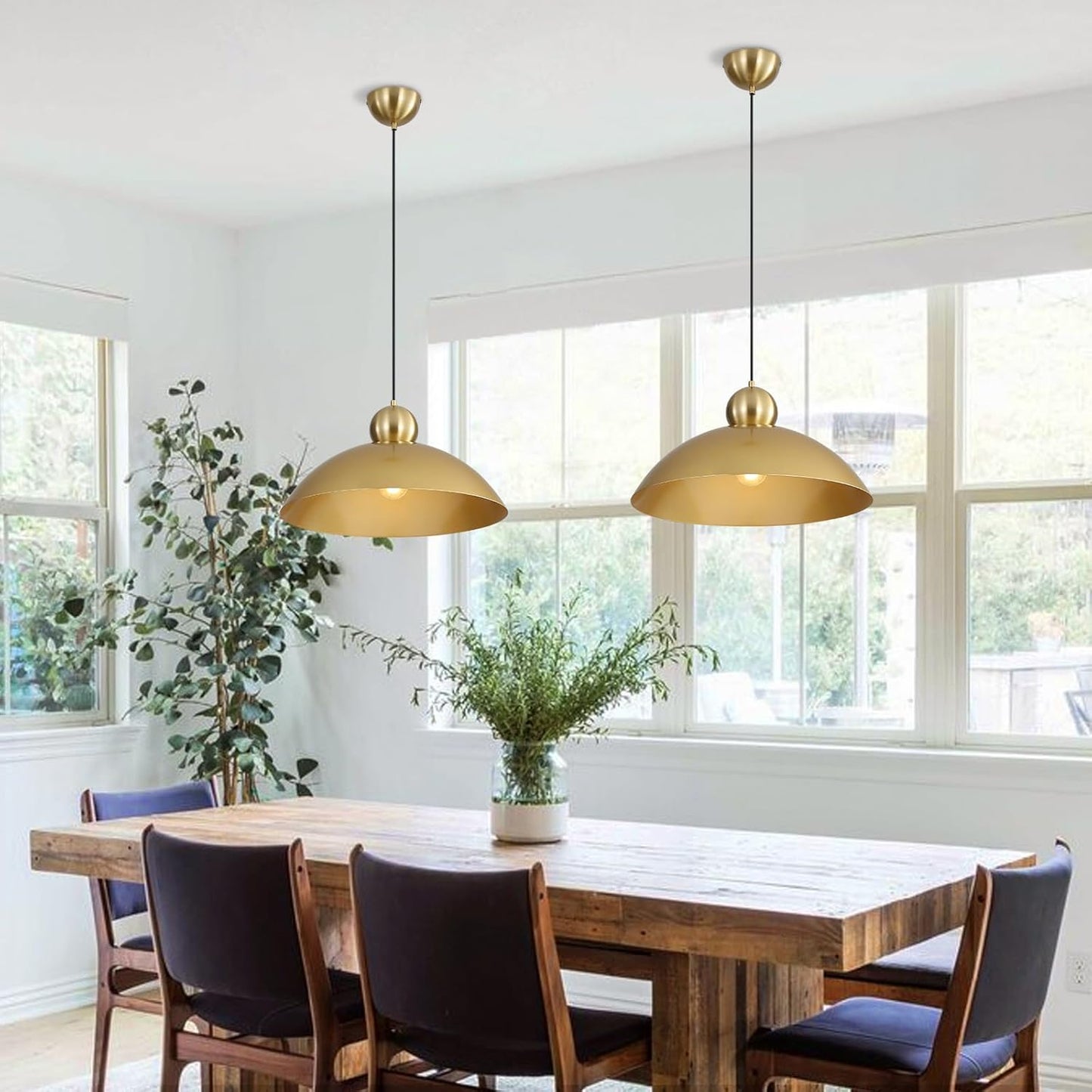 18 Inch Large Pendant Lights Kitchen Island Farmhouse Pendant Light with Adjustable Gold Dome Hanging Light Fixtures for Over Sink Dining Room Bedroom Hallway, ETL Listed