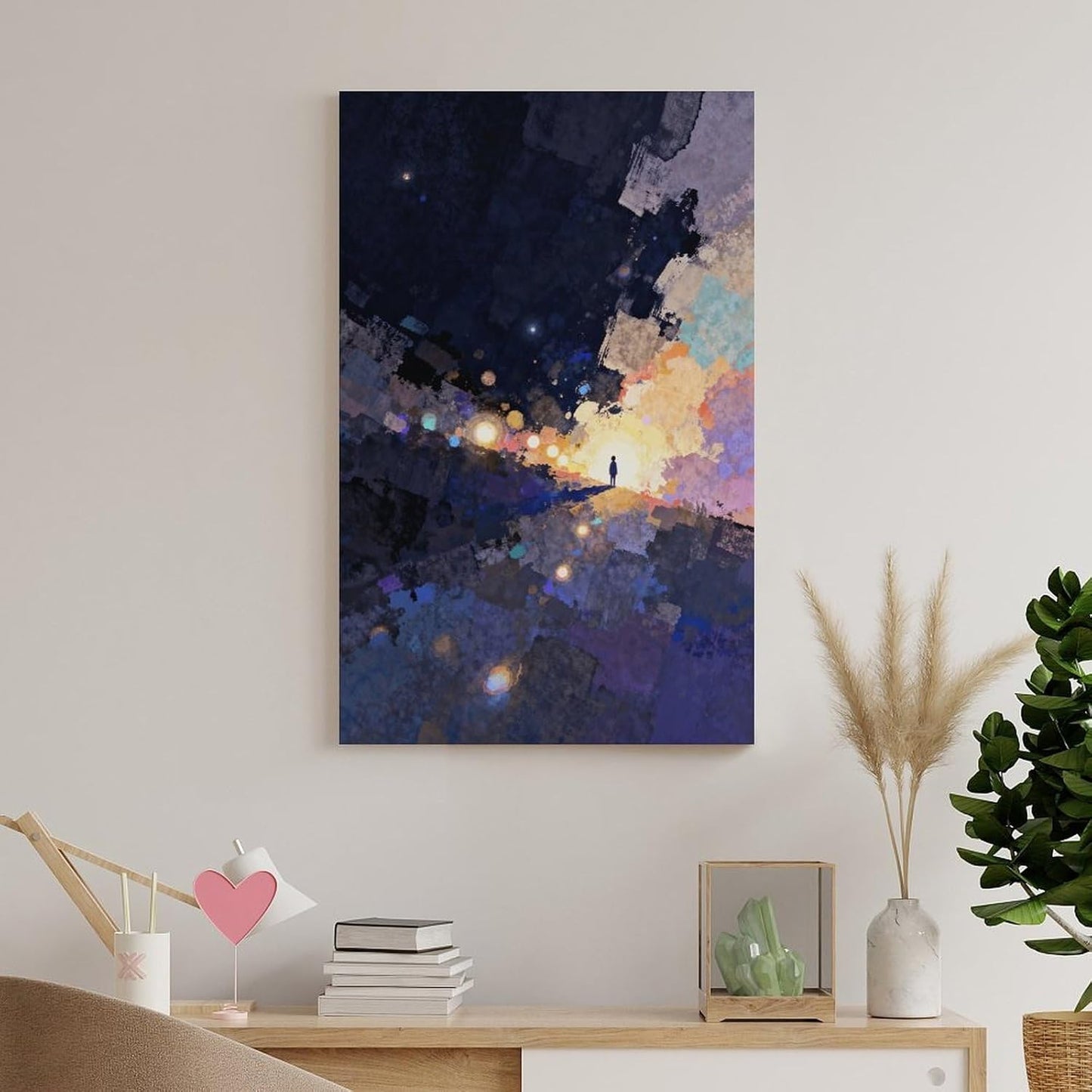 The World of Loneliness - 1 Oil Painting Print, Loneliness Wall Art, Moody Aesthetic Painting, Suitable for Reading Nook, Living Room, Bedroom Frame-style 16x24inch(40x60cm)