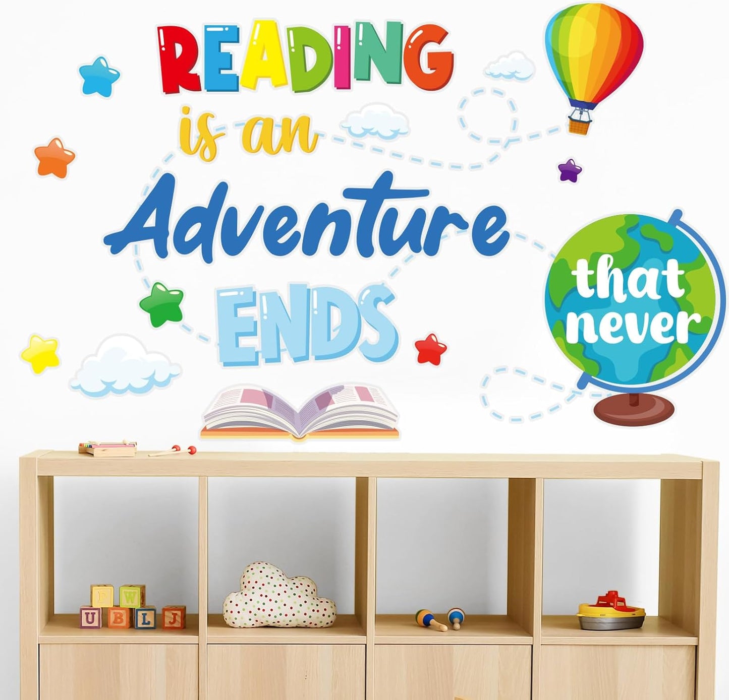 Cinrobiye Inspirational Quotes Wall Decals, Reading Corner Wall Art Stickers Nursery Classroom Playroom Decor for Toddler Kids Reading Study Room Bedroom Daycare Preschool Classroom Art Stickers