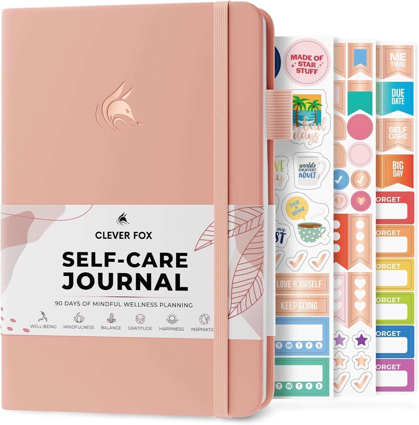 Clever Fox Self-Care Journal – Daily Reflection Notebook – Mental Health & Personal Development Planner, Meditation & Mood Log, A5 (Light Pink)