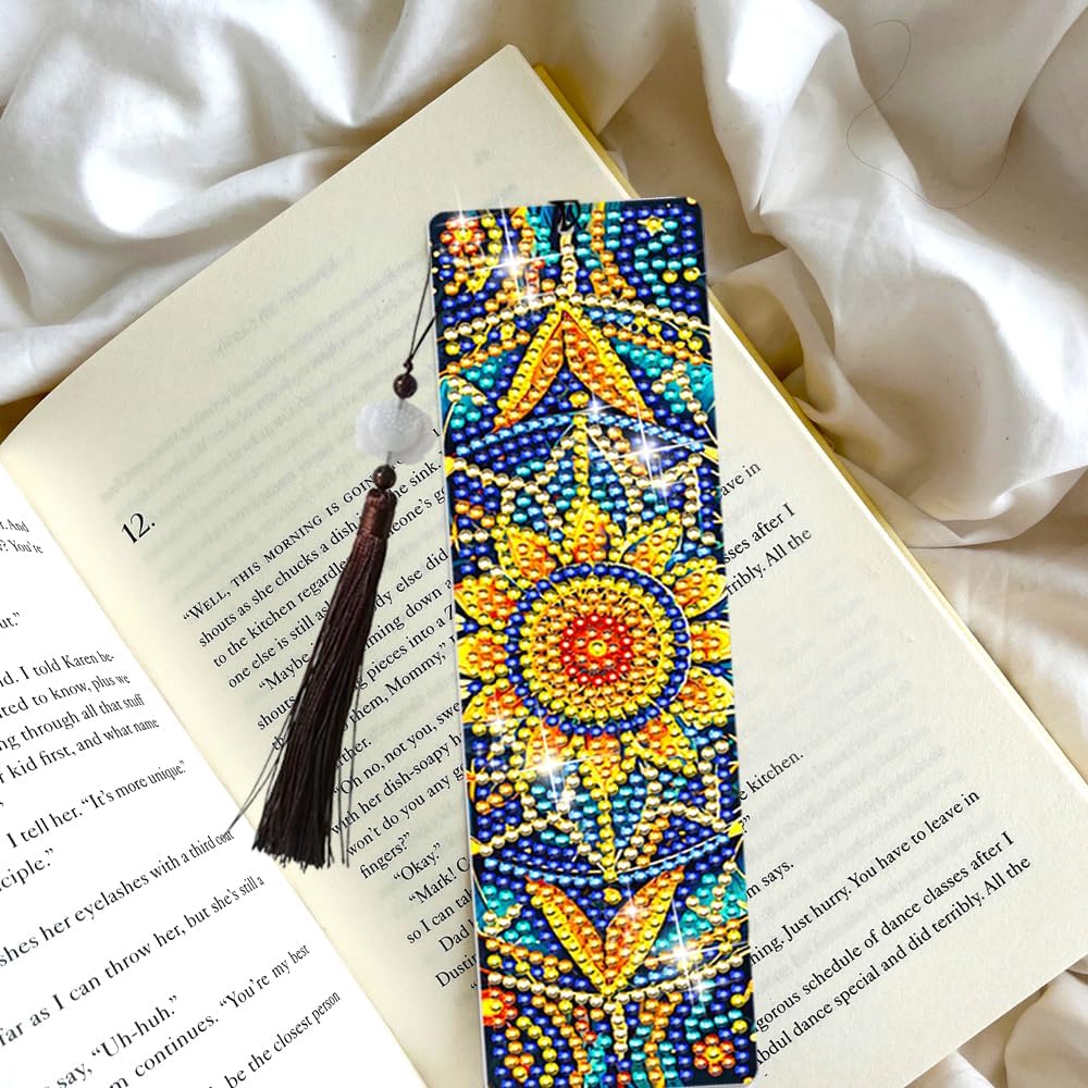 6 PCS Diamond Art Bookmarks Mandala, Acrylic DIY Diamond Painting Bookmarks Kits for Adult Reader and Crafts Lovers