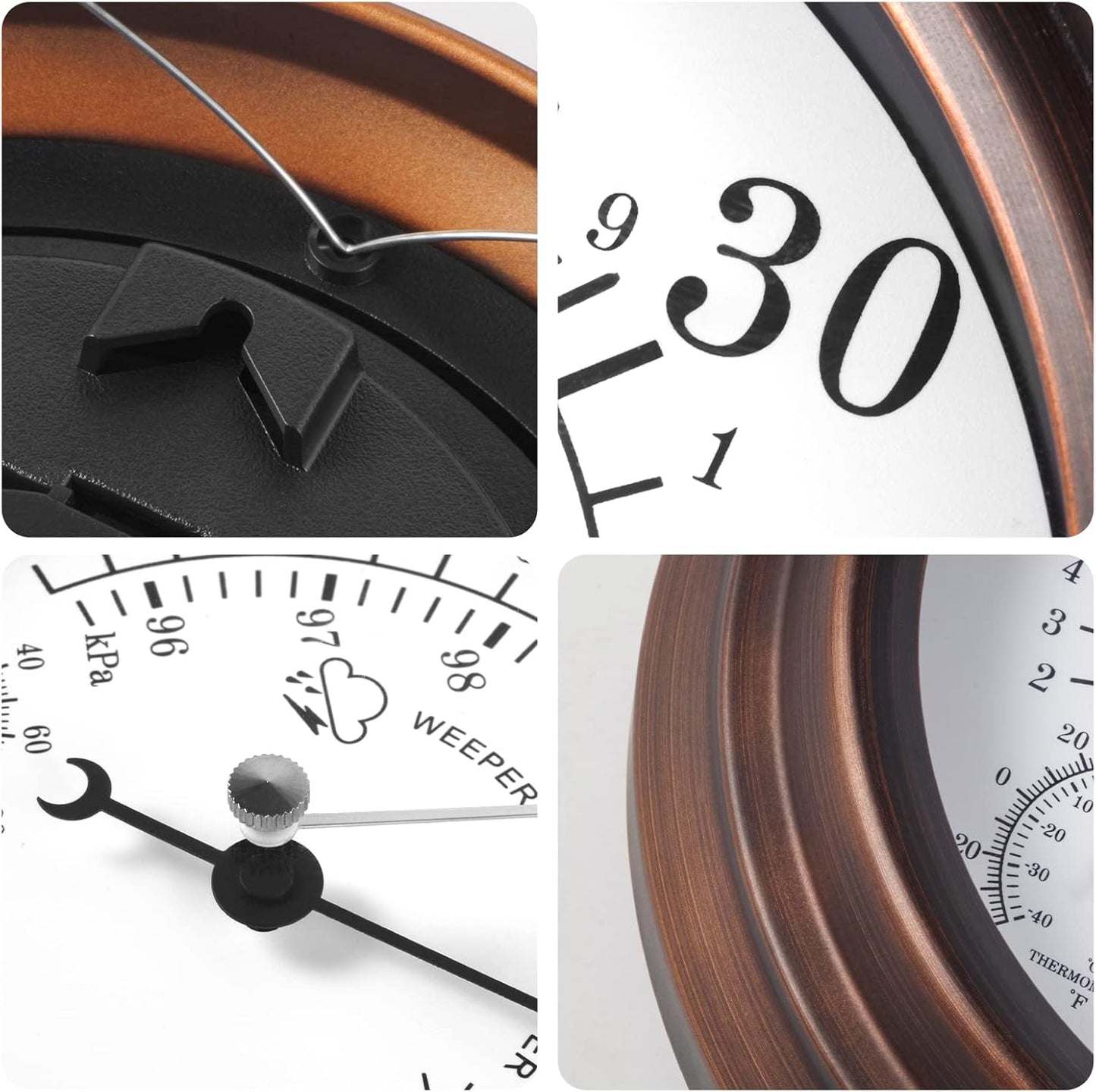 Lirches 8'' Barometer Thermometer Hygrometer - 3 in 1 Atmospheric Pressure Temperature Hygrometer Weather Station, Hanging Premium Steel Barometer for Home Wall, Fishing Boat, Baby Room, Office