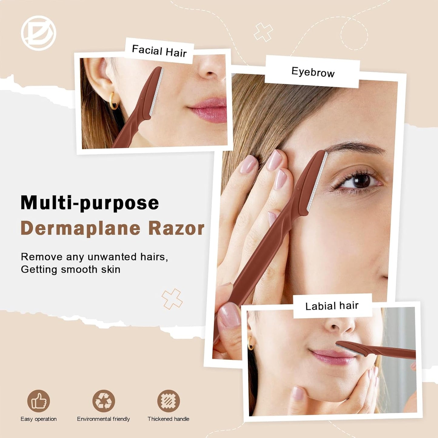 D Dermaplane Razor for Women Face - 6PCS Face Razors for Women - Eyebrow Razor with Precision Cover - Face Shaver for Women - Facial Hair Removal for Men - Neutral