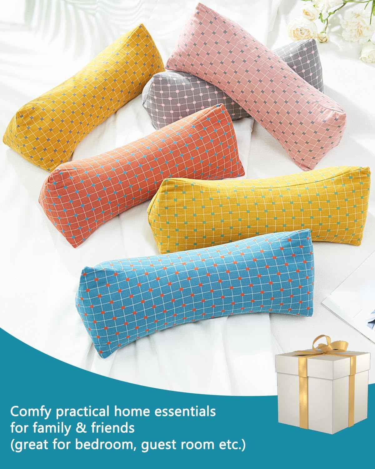 Cervical Buckwheat Roll Pillow for Sleeping,15.7"x5.9" Buckwheat Hulls Pillows Filling, Triangle Pillow for Neck Support Yoga Bolster, Adjustable Fill for Neck Pain Relief,Pink