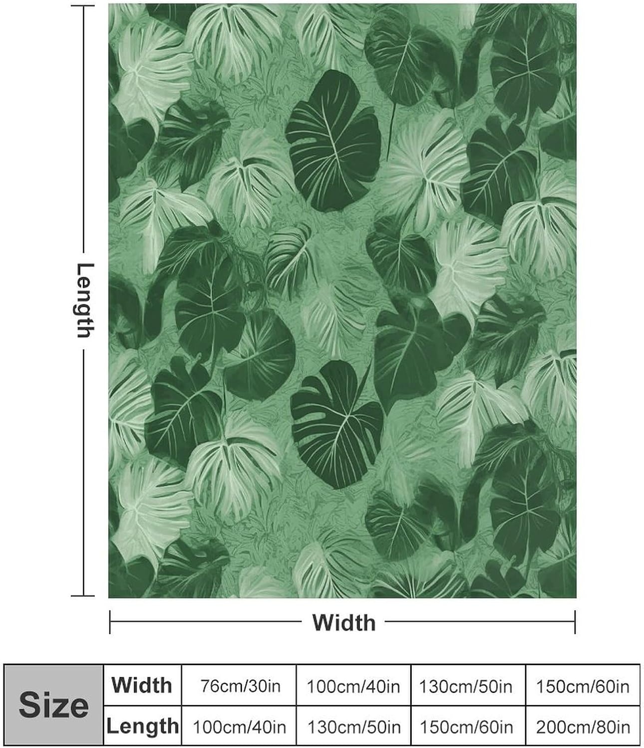 Green Tropical Leaves Throw Blanket for Couch Super Soft Warm Lightweight Throw Blankets Cozy Flannel Bed Blanket Cute Decorative Blankets for All Seasons Home Decor Gift 50"*60"（130 * 150cm）