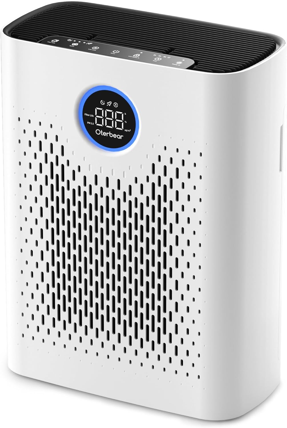Air Purifiers for Home Pets Up to 3000Ft², HEPA Large Room Air Purifier with PM2.5 Air Quality Monitor, Sleep Mode, Air Purifiers for Bedroom Office for Allergies, Smoke, Dust, Pollen,8000B,White