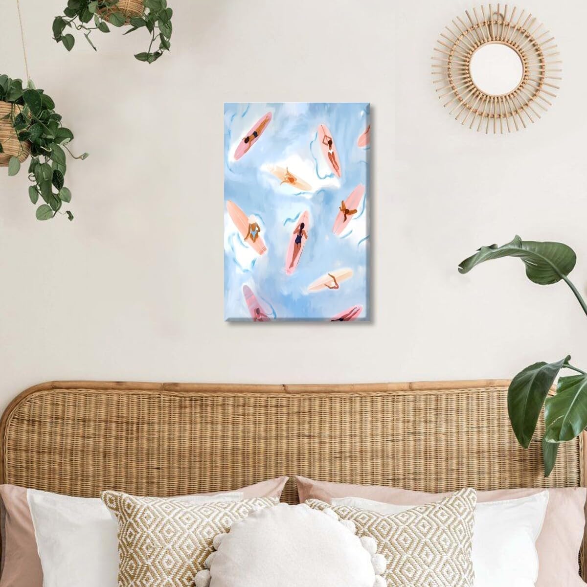 Ocean Poster Surfer Girl Room Decor Beach Themed Prints Watercolor Art Design Surf Wall Art Coastal Cowgirl Posters for Room Aesthetic Canvas Prints For Beachy House Dorm Decor 8x12inch Unframed