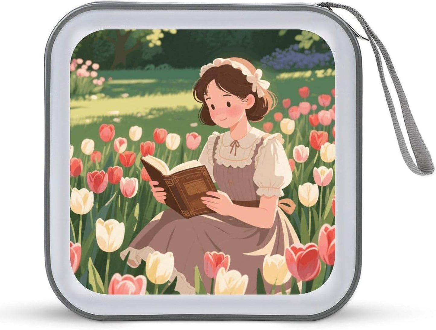 Vintage Reading Book CD Case Portable Zipper CD Case 40 Capacity Hard Plastic DVD Cases Holder Large Storage Disc Wallet Bag for Car Home Travel DVD Collection Bag