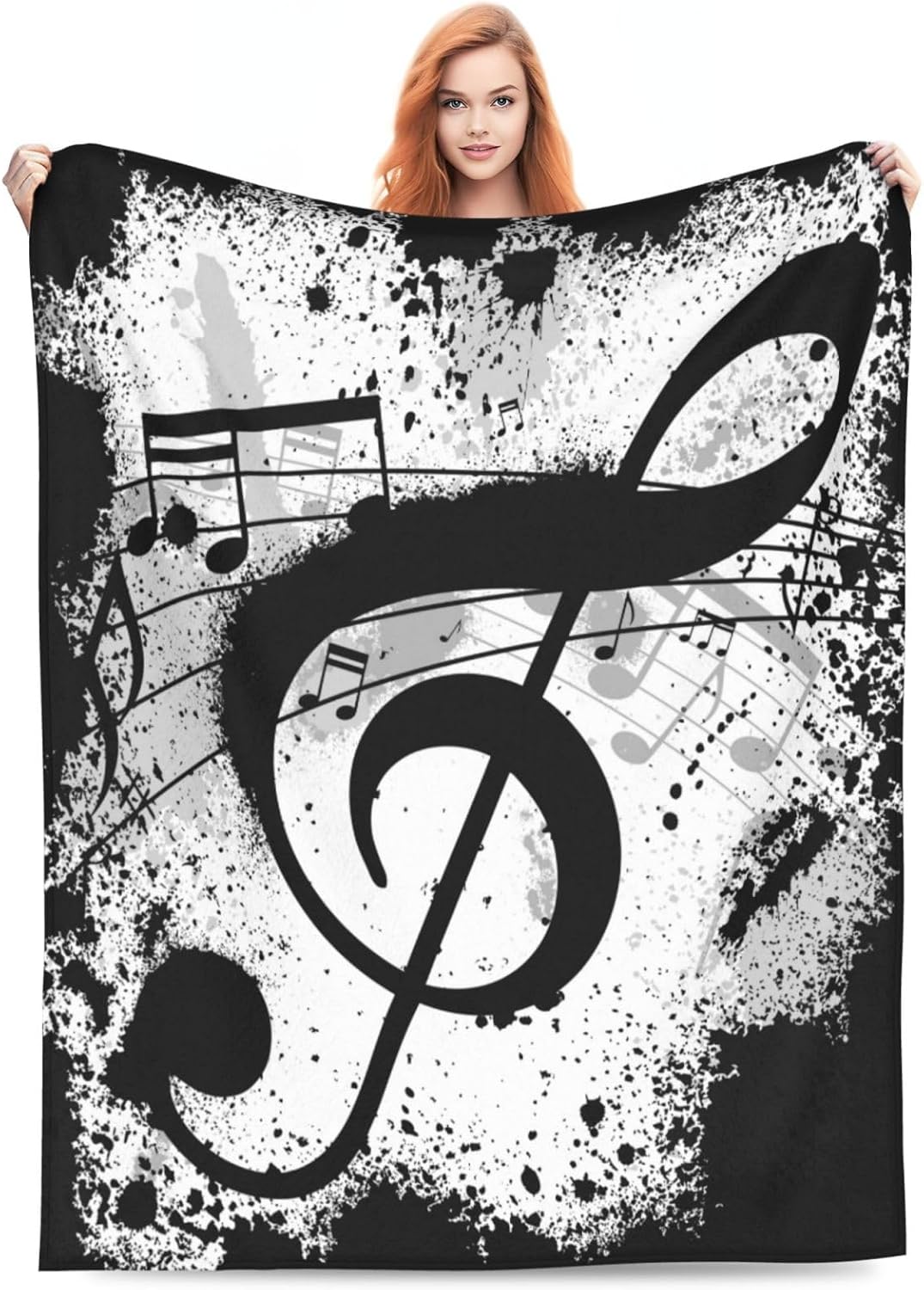 Musical Note Blanket Throw Blanket Flannel Lightweight Soft Plush Fuzzy Blankets for Bed Sofa Couch Livingroom Chair Car Travel Pet 50"x40"