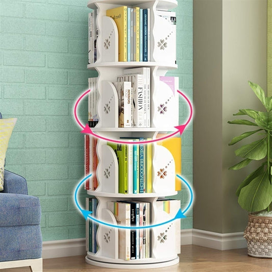 360° Bookshelf Children's Rotating Picture Book Stand Bookcase on Wall Corner Multi-Layer Storage Rack Height Adjustable Bookshelf (Color : Walnut, Size : 39 * 99cm)
