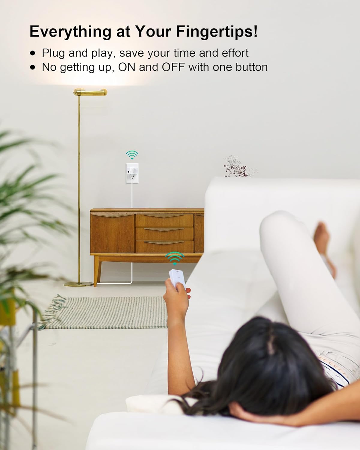 Remote Control Outlet with 2 Remotes, 200FT Long Range Wireless On Off Switch, Mini Electrical Outlet Plug, 15A/1875W High-Power for Lamps, Lights, Household Appliances, ETL & FCC Listed