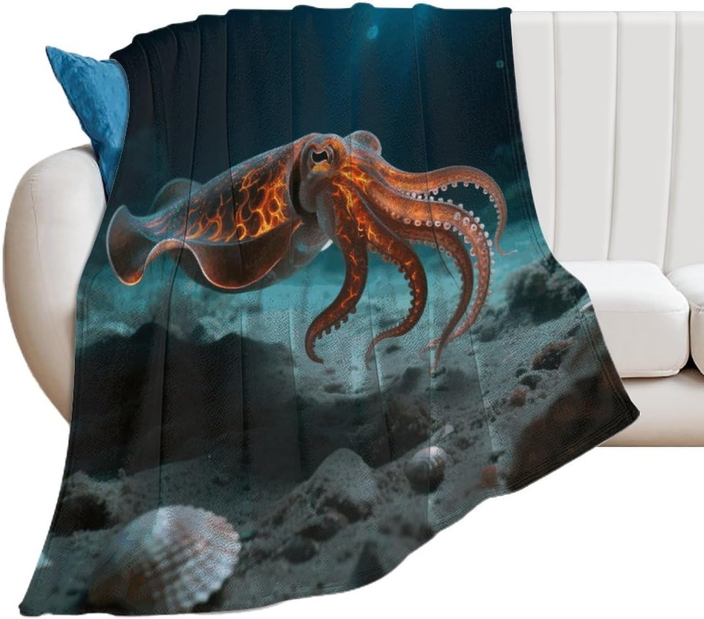 Custom Walking Flamboyant Cuttlefish Blanket Lightweight Flannel Fleece Throw for Couch Sofa Bed Luxury Soft Cozy Plush Lap Bedtime Blanket for All Seasons Bedroom Home Decor Gifts 30x40