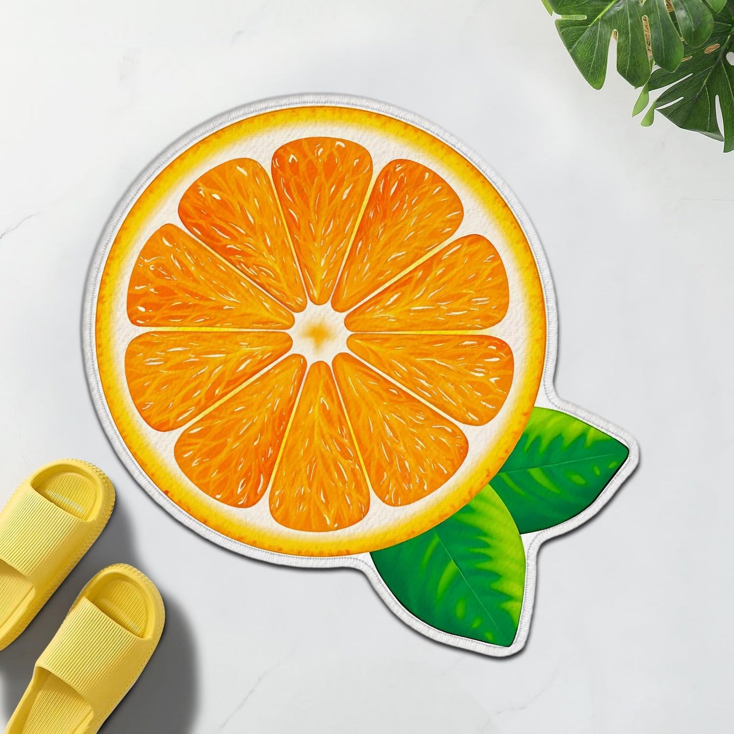 Fresh Orange Slice Bath Rug,Citrus Design Carpet Non-Slip Floor Mat,Soft Absorbent Shaped Area Rugs,Doormats Decor for Fruit Lovers Bathroom Bedroom Bathtub,Summer Ideal Gifts,31.89x25.47in