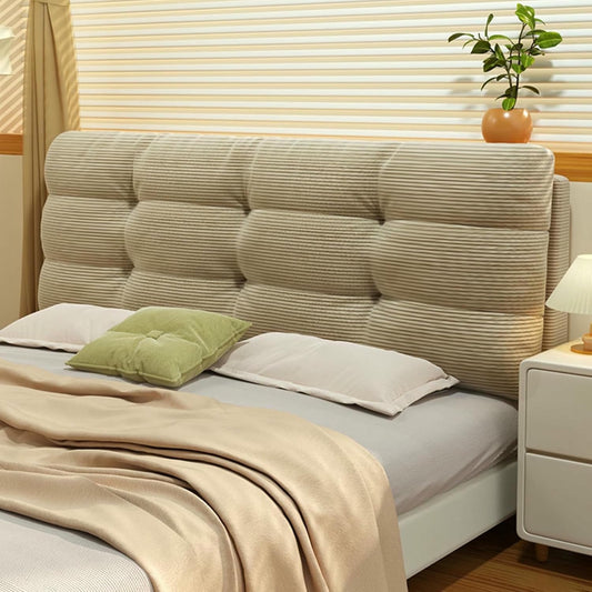 Headboard Pillow Striped Support Upholstered Lumbar Pillowboard Large Backrest Bedside Cushion Sofa Bed Bunk Bed Tatami Headboard with Removable Cover,White,Paste 79"/King